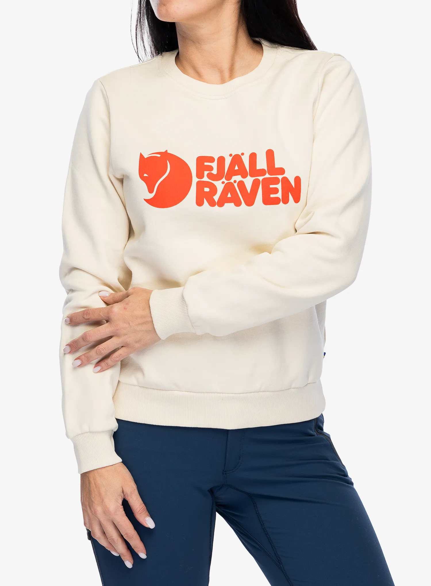 Dámská mikina Fjallraven Logo Sweater - chalk white/flame orange