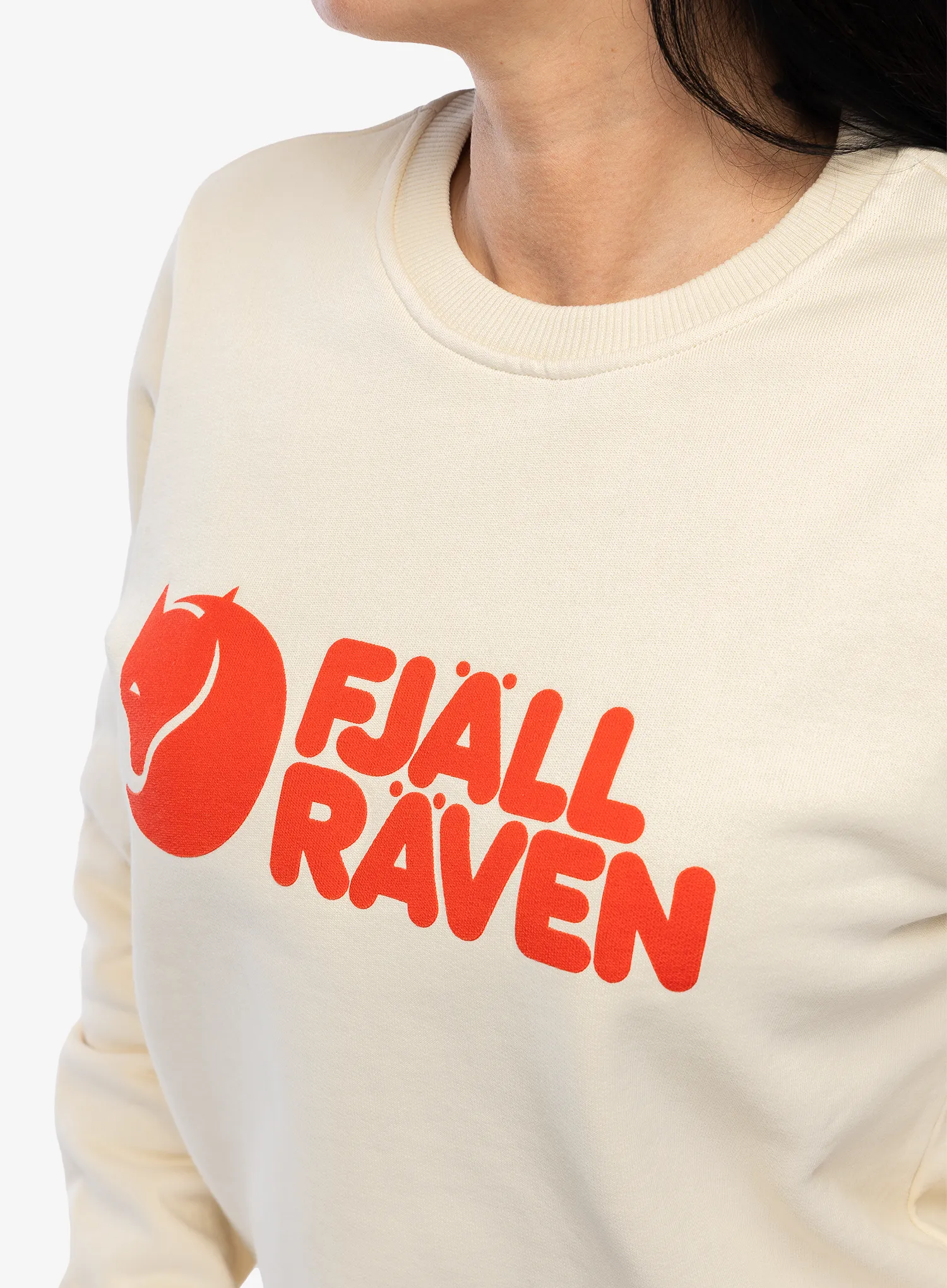 Dámská mikina Fjallraven Logo Sweater - chalk white/flame orange