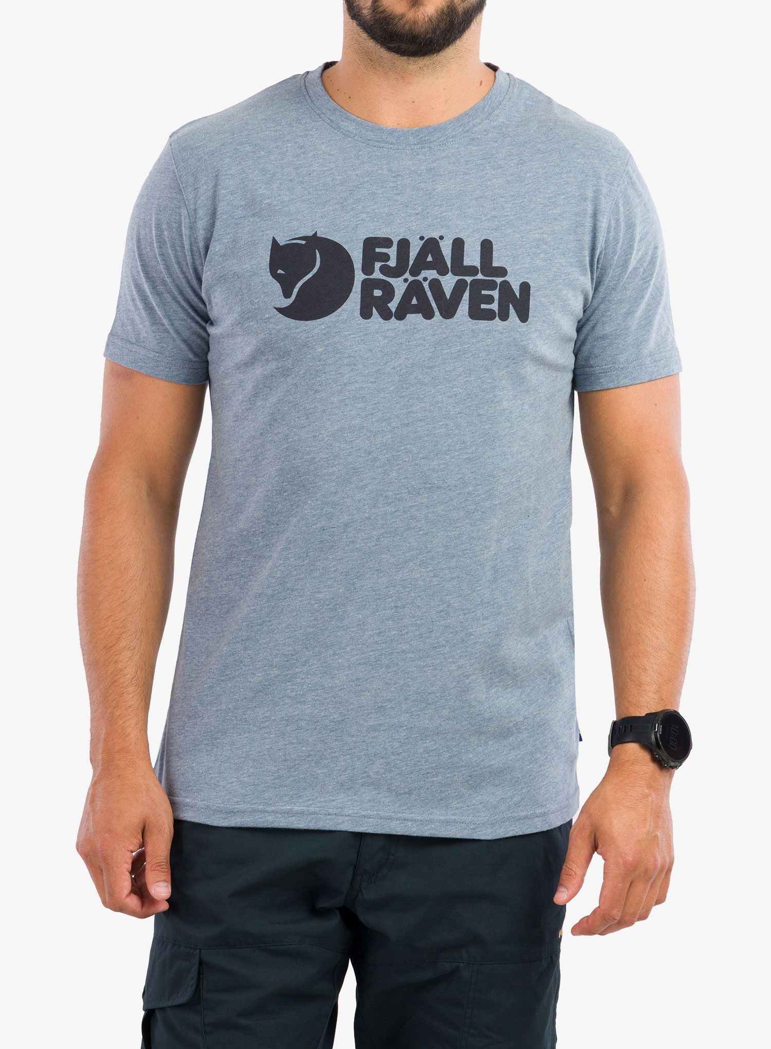 Tričko Fjallraven Logo T-shirt - uncle blue/melange