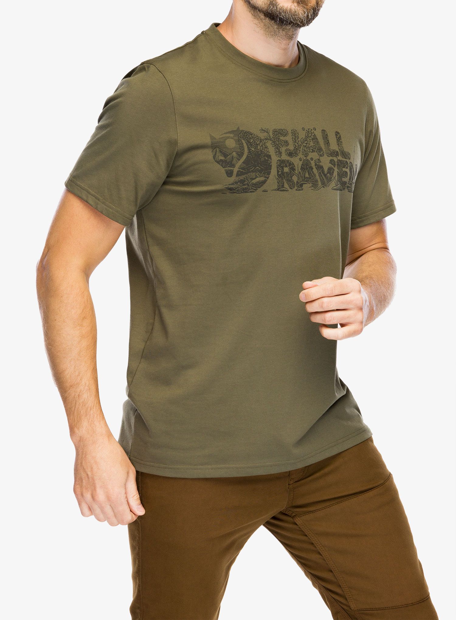 Bavlněné tričko Fjallraven Lush Logo T-shirt - laurel green