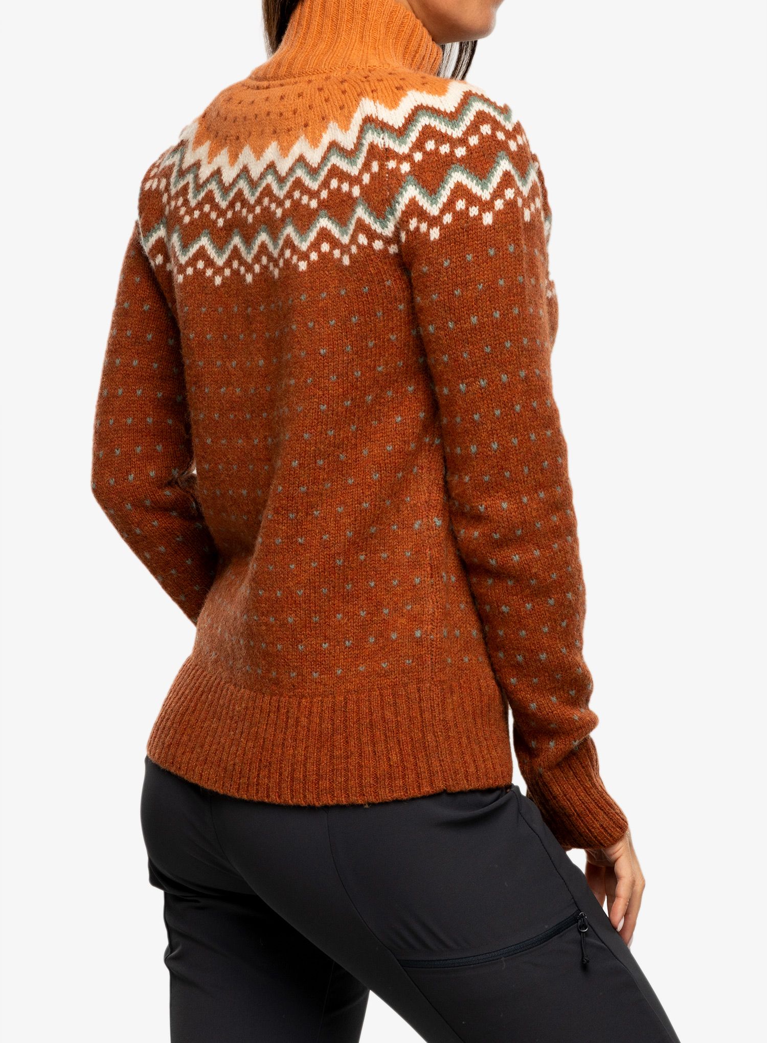 Dámský svetr Fjallraven Ovik Knit Cardigan - autumn leaf/desert brown