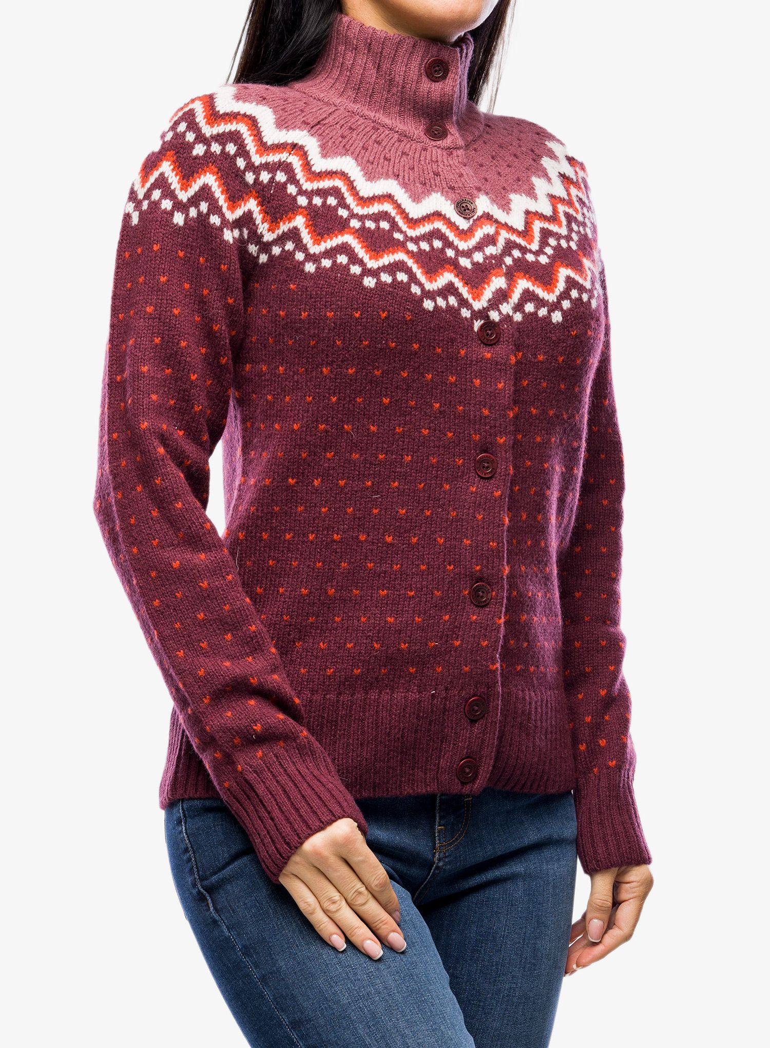 Dámský svetr Fjallraven Ovik Knit Cardigan - dark garnet