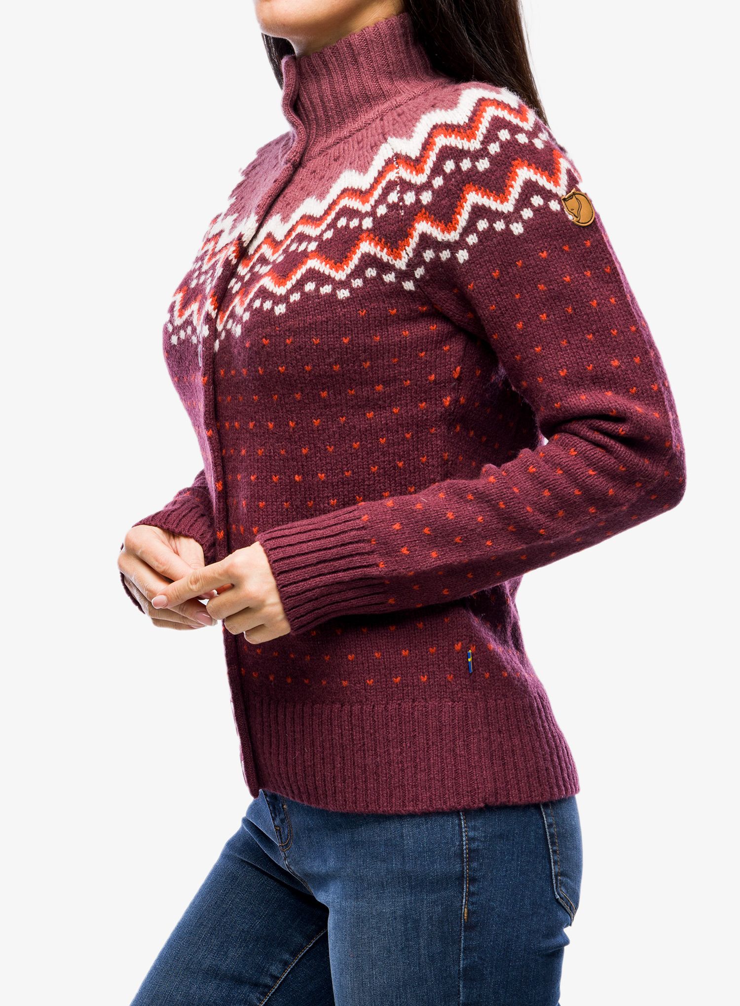 Dámský svetr Fjallraven Ovik Knit Cardigan - dark garnet
