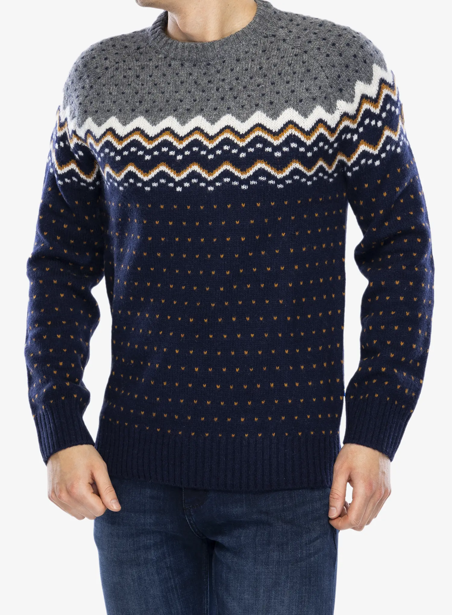 Svetr Fjallraven Ovik Knit Sweater - dark navy/navy
