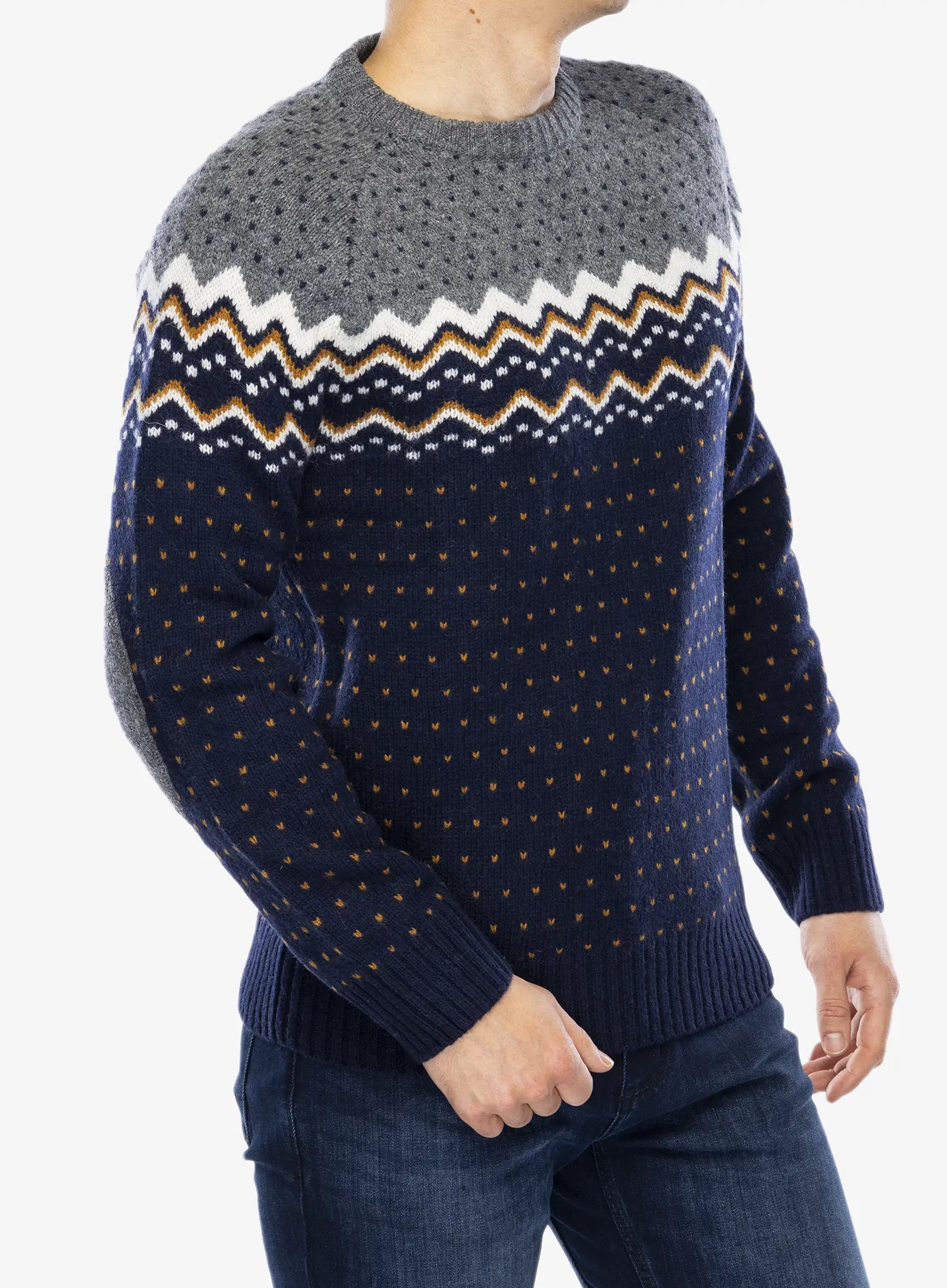 Svetr Fjallraven Ovik Knit Sweater - dark navy/navy