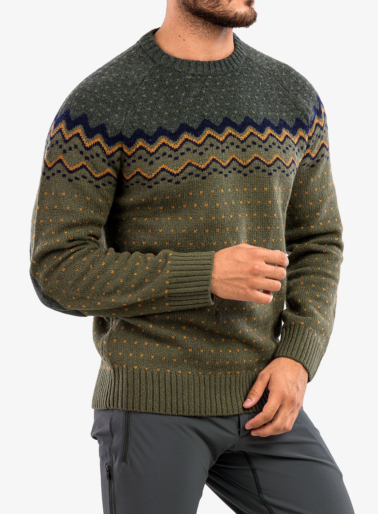 Svetr Fjallraven Ovik Knit Sweater - laurel green/deep forest