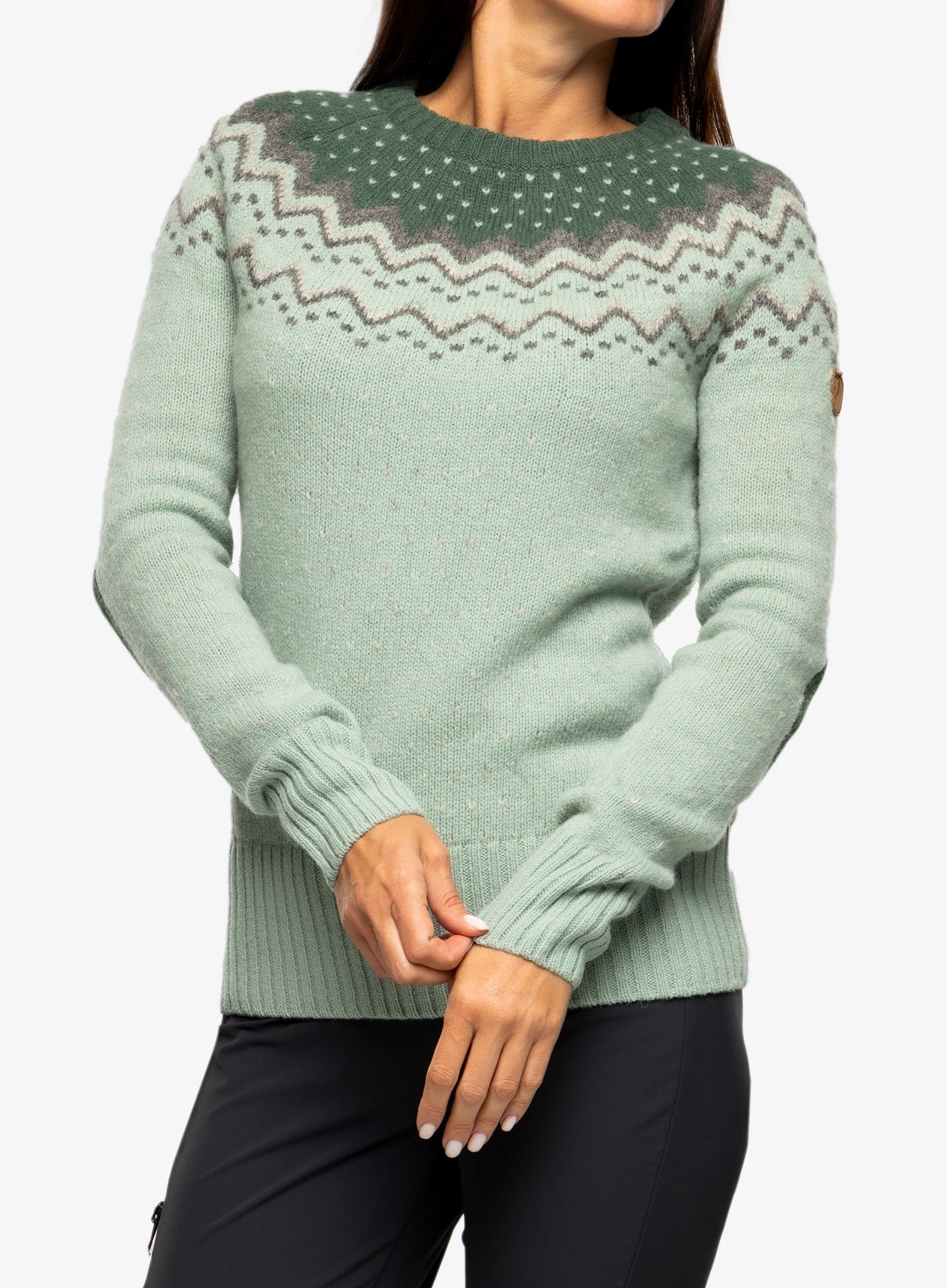 Dámský svetr Fjallraven Ovik Knit Sweater - misty green/deep patina