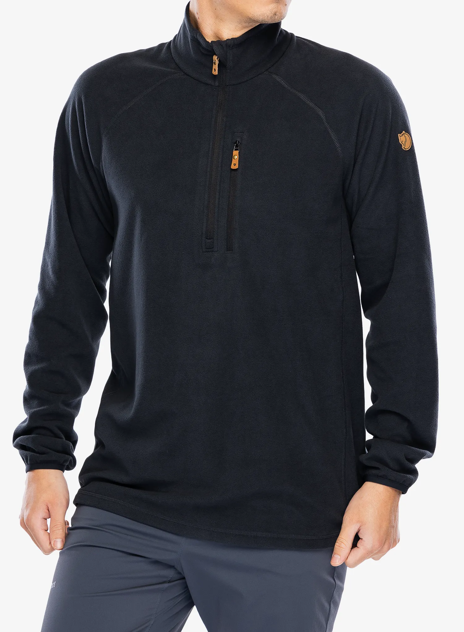 Fleece mikina Fjallraven Ovik Lite Fleece Half Zip - black