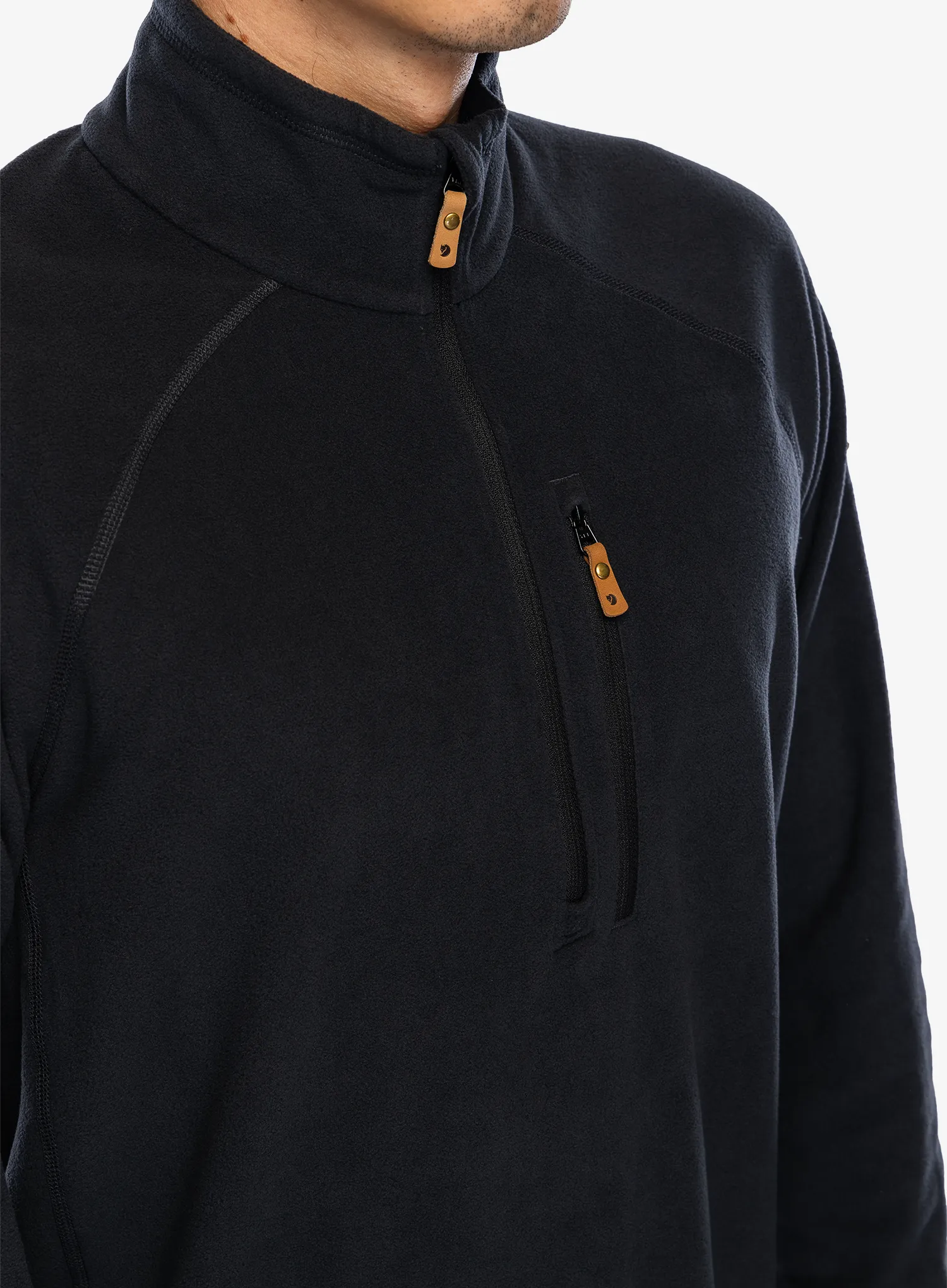 Fleece mikina Fjallraven Ovik Lite Fleece Half Zip - black