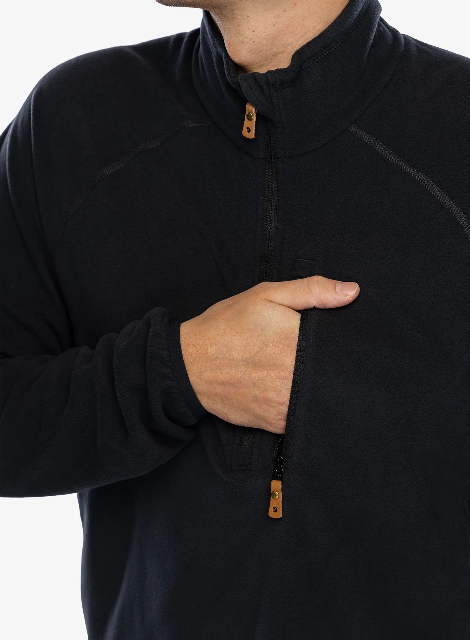 Fleece mikina Fjallraven Ovik Lite Fleece Half Zip - black