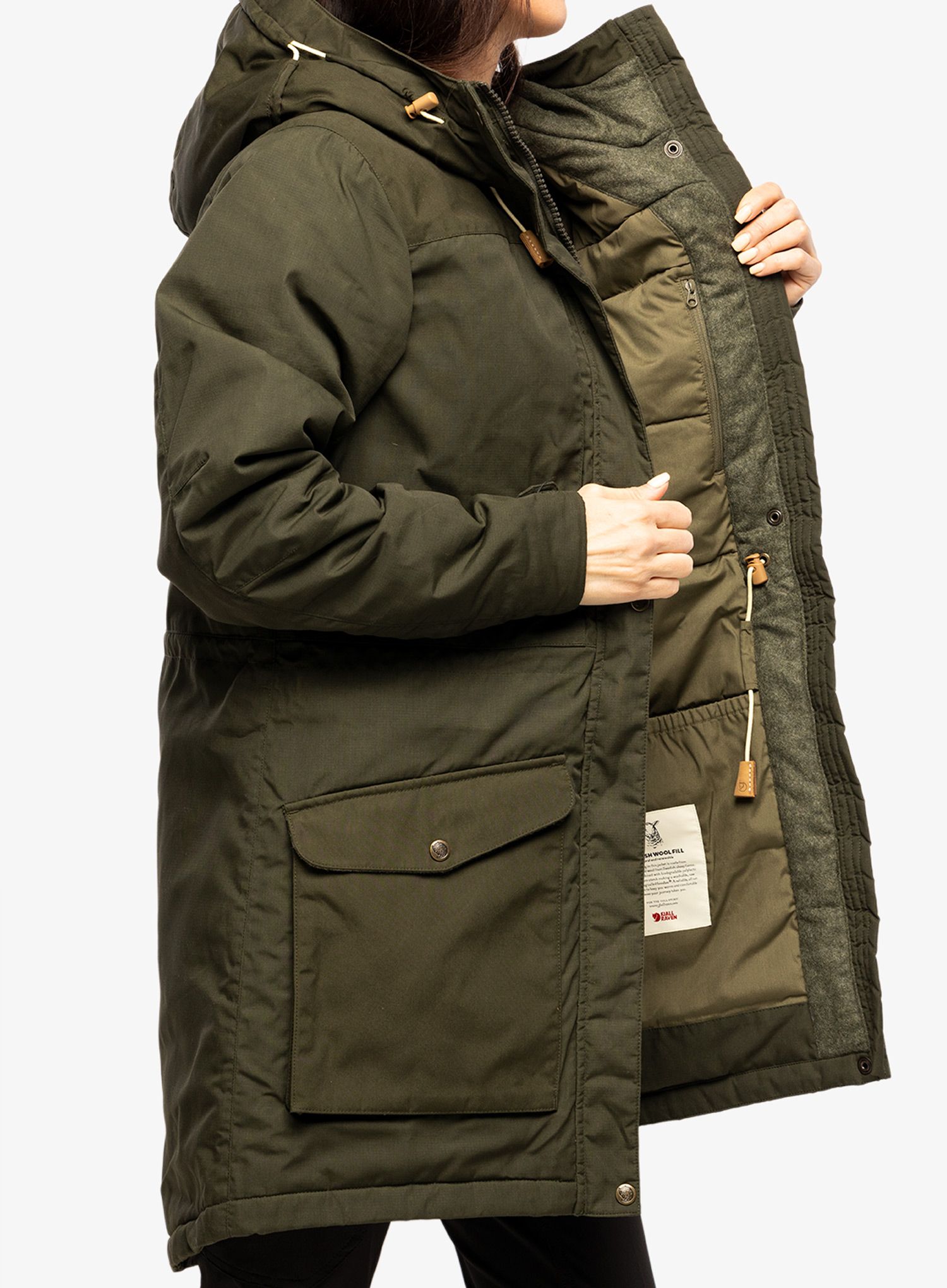 Dámský kabát Fjallraven Singi Wool Padded Parka - deep forest