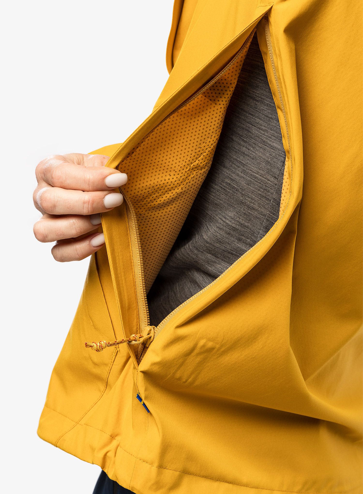 Dámská bunda do deště Fjallraven Vardag Hydratic Anorak - mustard yellow