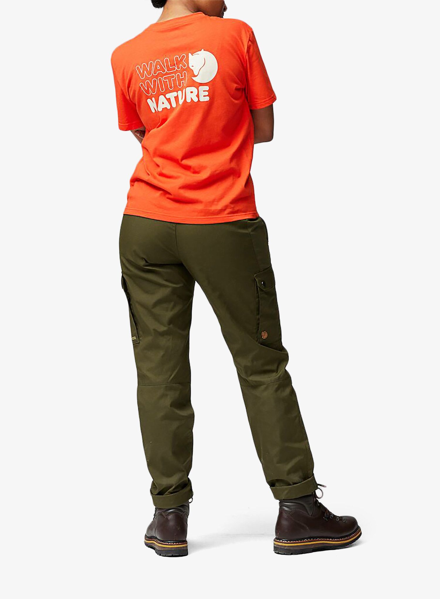Bavlněné tričko dámské Fjallraven Walk With Nature T-shirt - flame orange