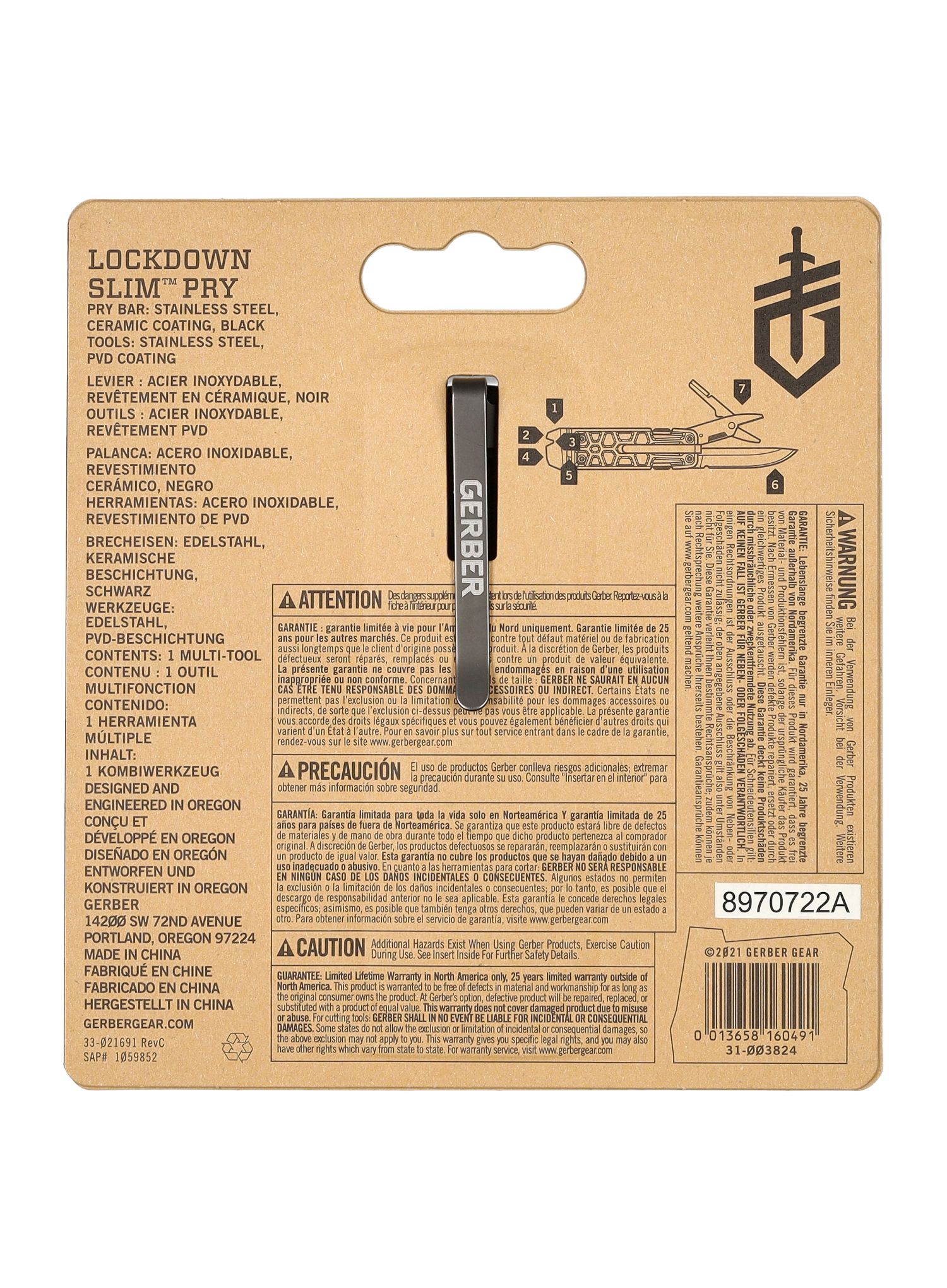 Multitool Gerber Lockdown Slim Pry - onyx