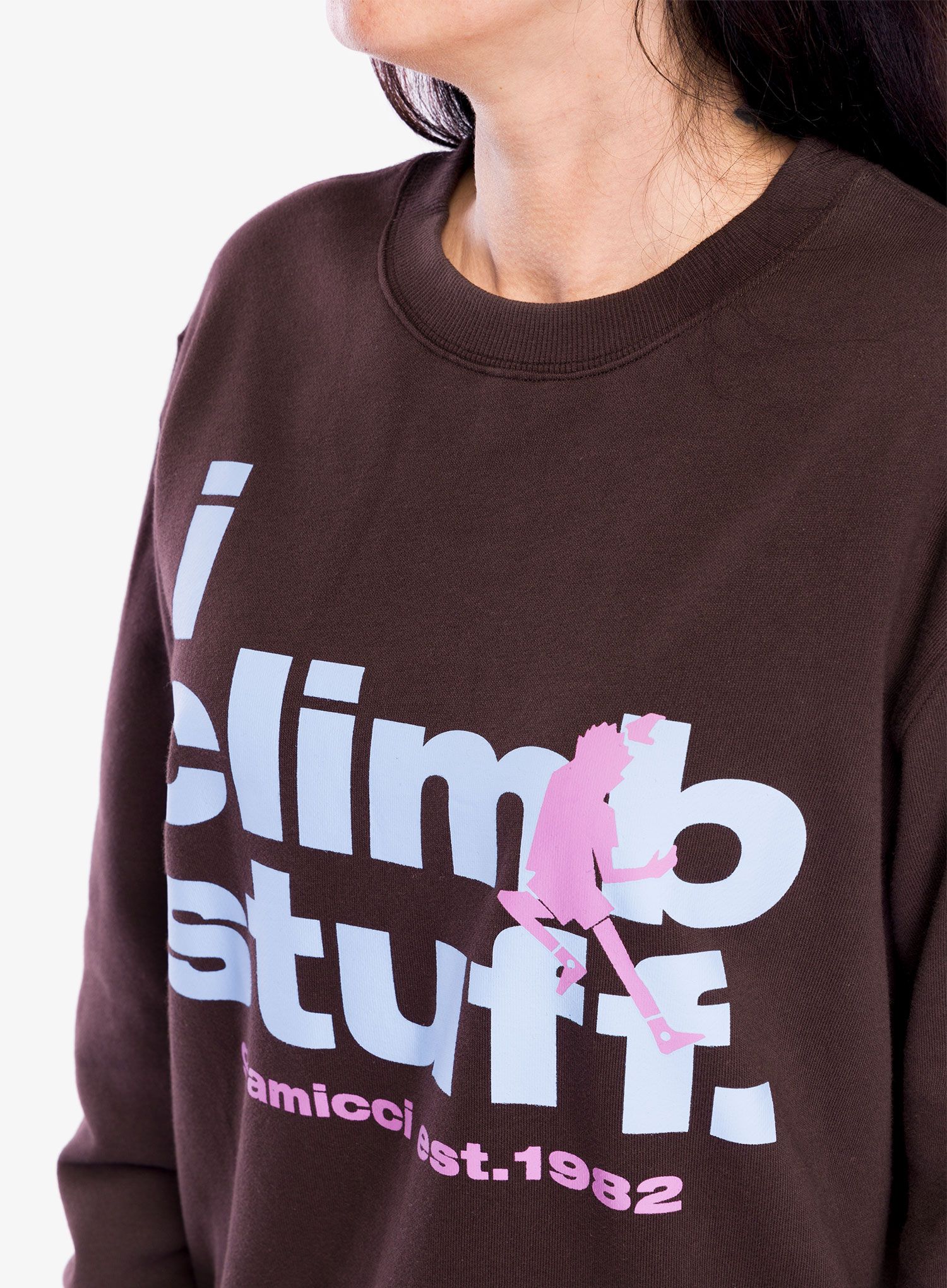 Mikina bez kapuce Gramicci I Climb Stuff Sweatshirt - deep brown