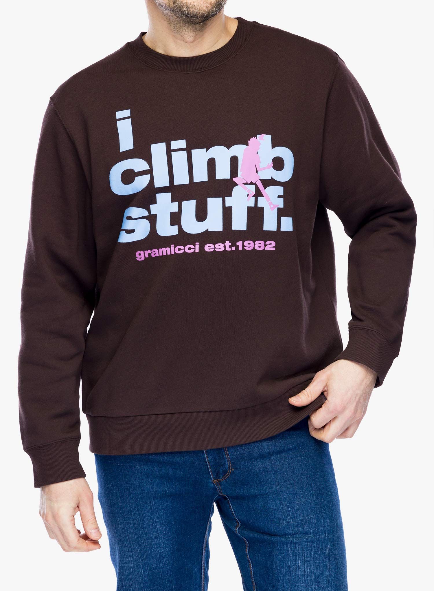 Mikina bez kapuce Gramicci I Climb Stuff Sweatshirt - deep brown