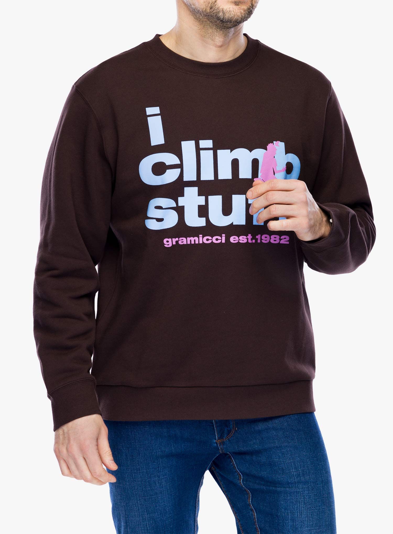 Mikina bez kapuce Gramicci I Climb Stuff Sweatshirt - deep brown