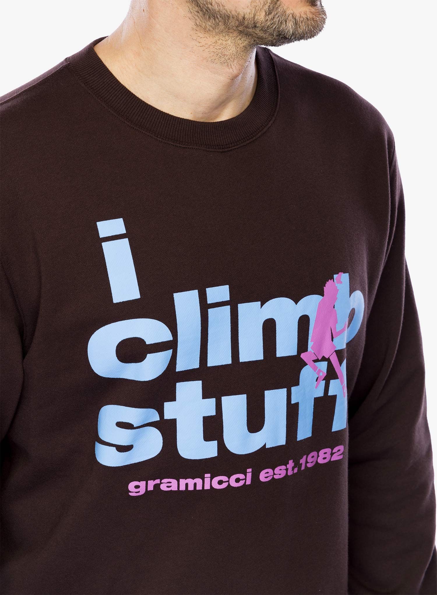Mikina bez kapuce Gramicci I Climb Stuff Sweatshirt - deep brown