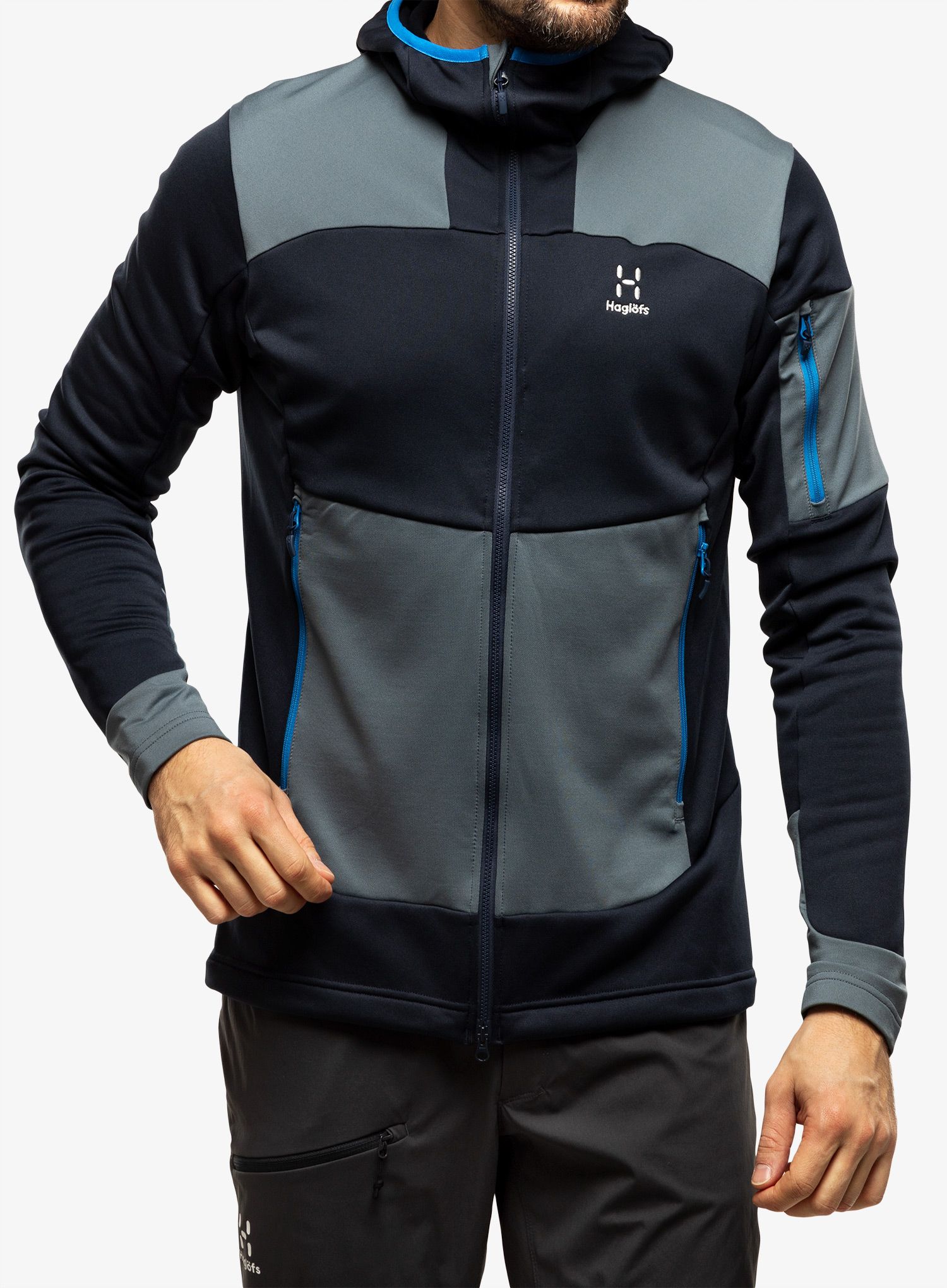 Mikina s kapucí Haglofs Astral Hood - tarn blue/steel blue