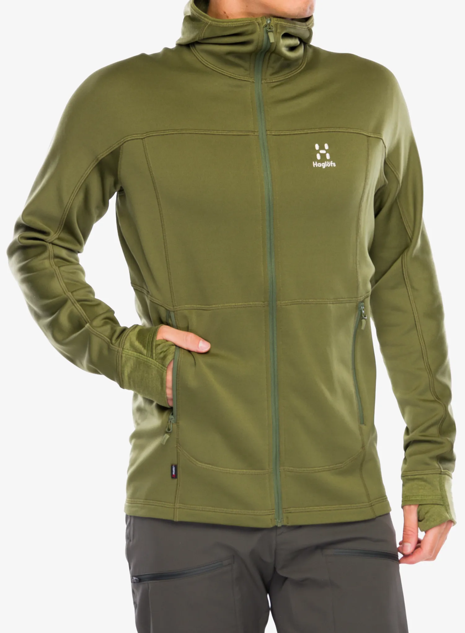 Fleece mikina Haglofs Betula Hood - olive green