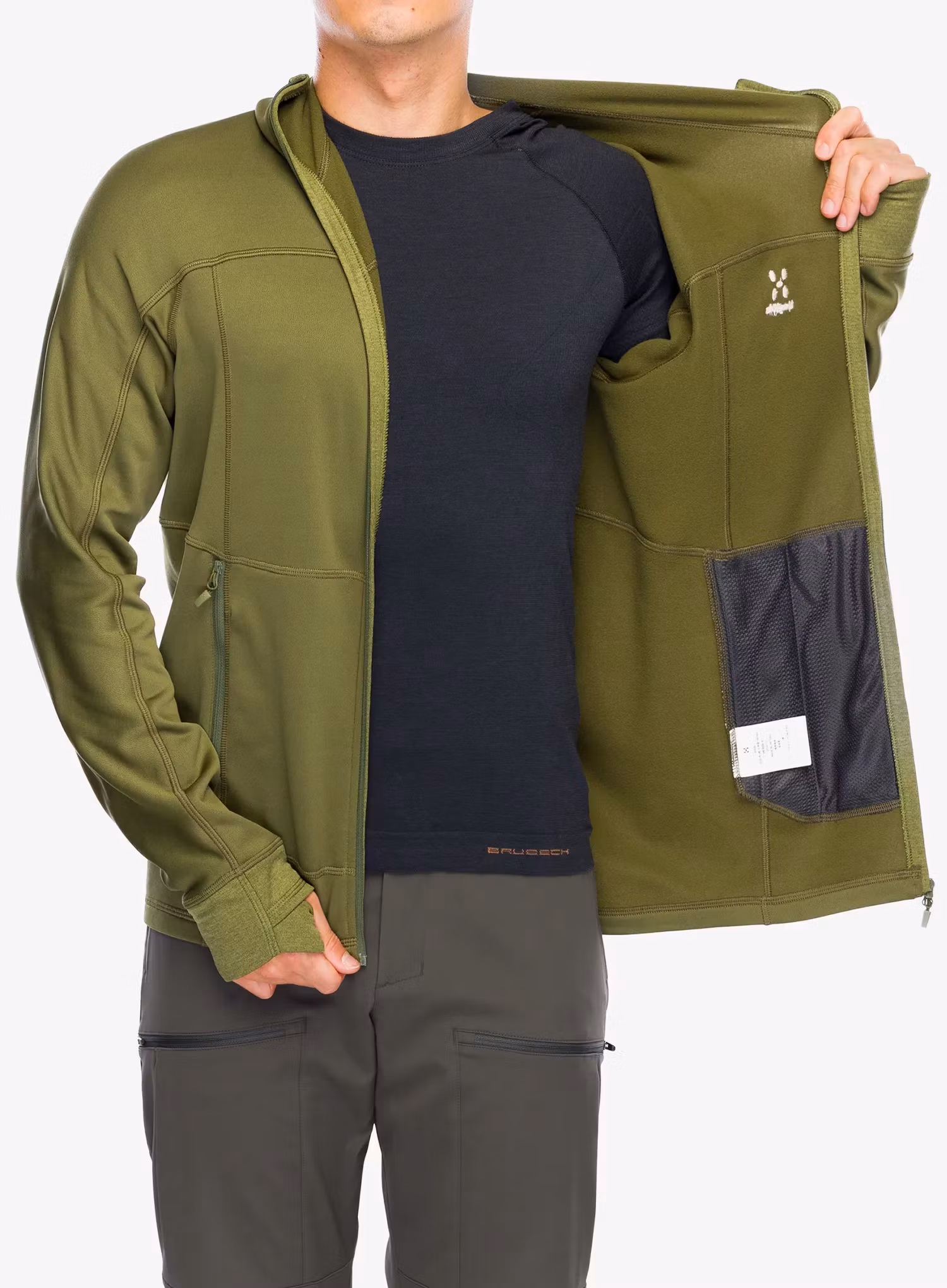 Fleece mikina Haglofs Betula Hood - olive green
