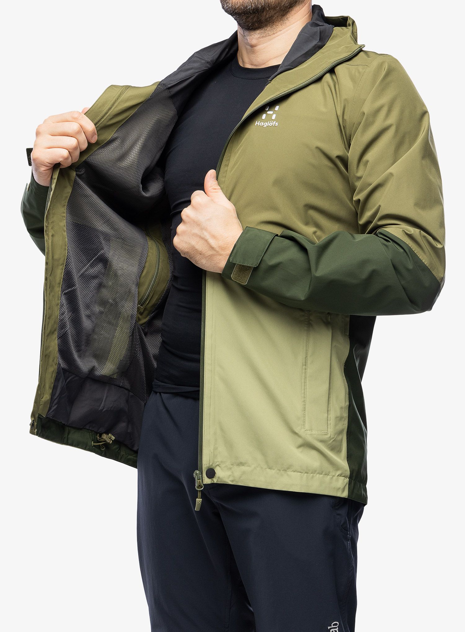 Bunda do deště Haglofs Finch Proof Jacket - olive green/seaweed green