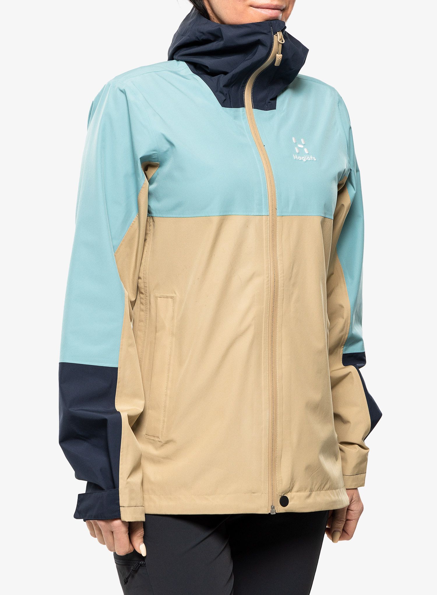 Dámská bunda do deště Haglofs Finch Proof Jacket - sand/blue