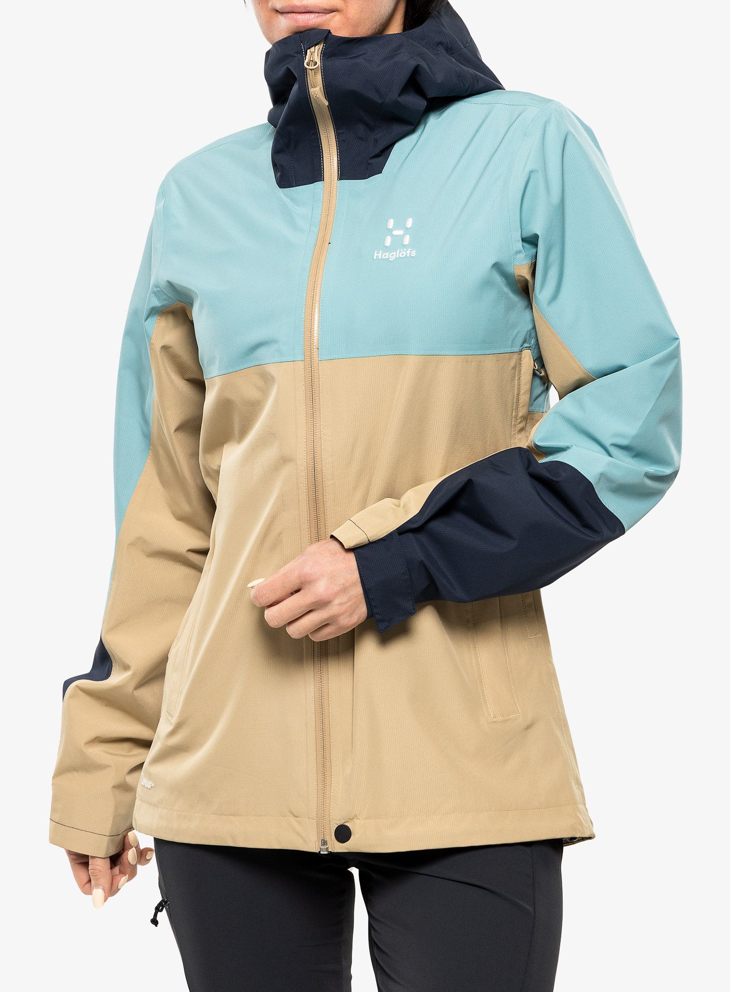 Dámská bunda do deště Haglofs Finch Proof Jacket - sand/blue