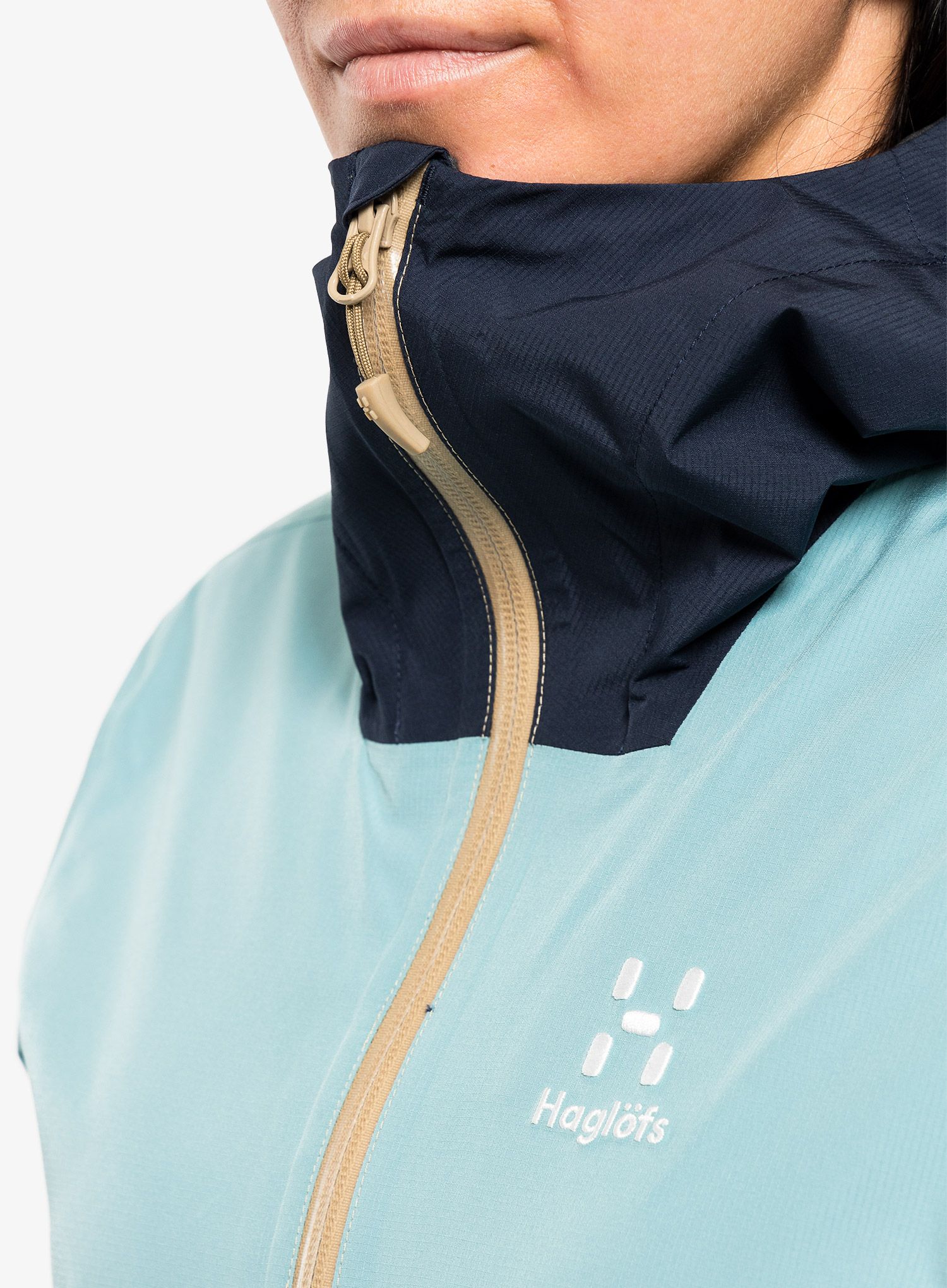 Dámská bunda do deště Haglofs Finch Proof Jacket - sand/blue