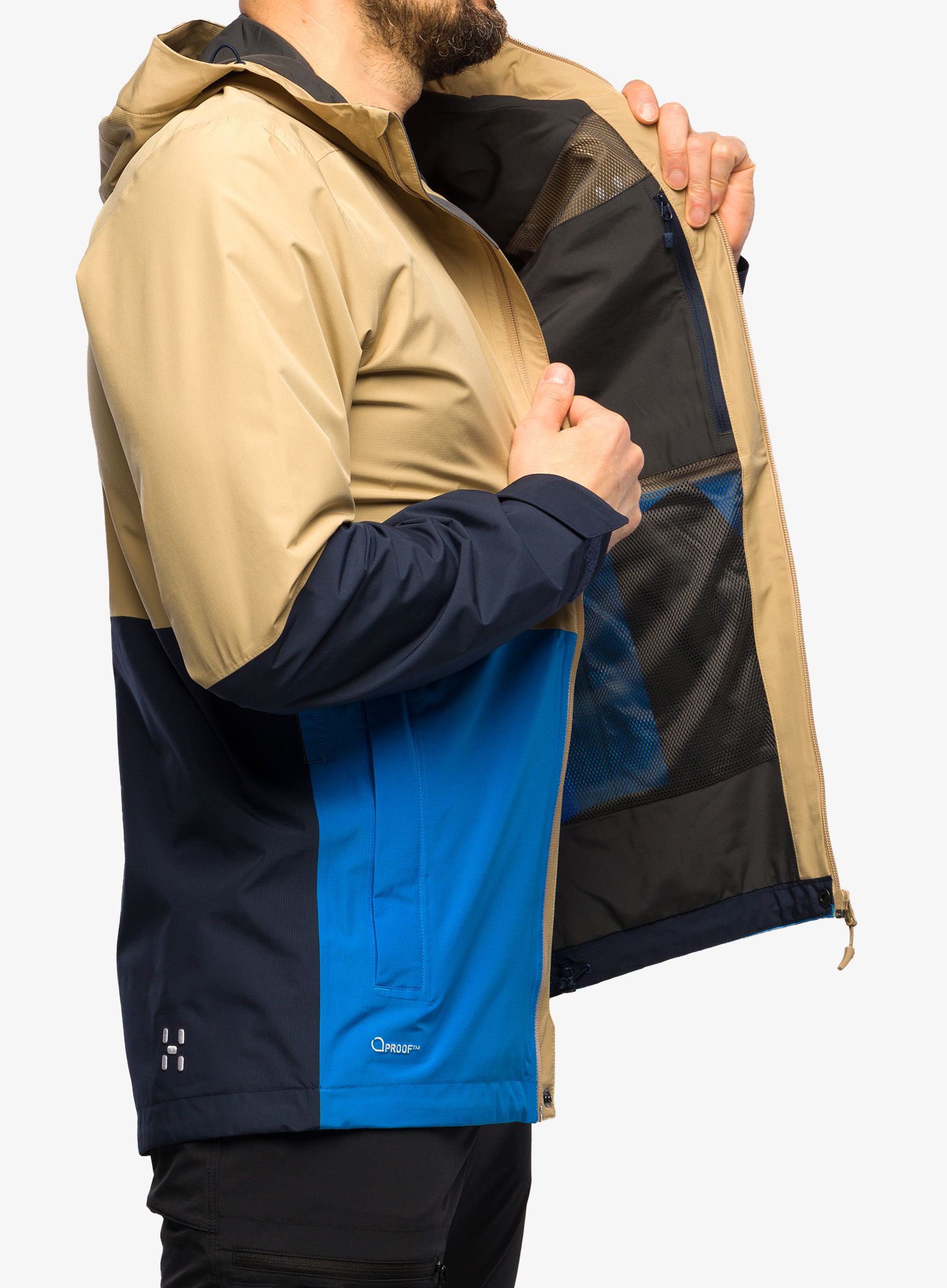 Pánská bunda do deště Haglofs Finch Proof Jacket - sand/tarn blue