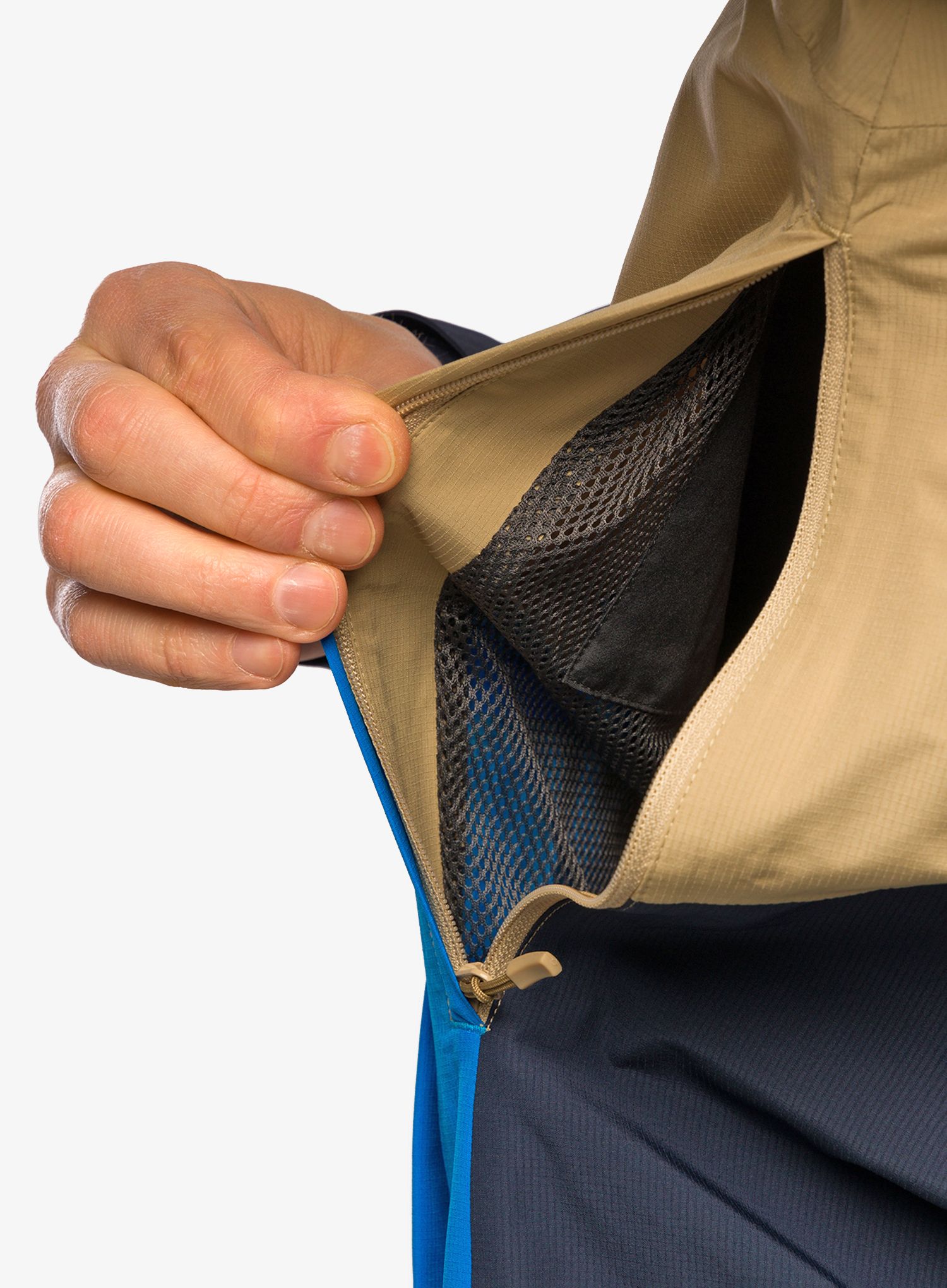 Pánská bunda do deště Haglofs Finch Proof Jacket - sand/tarn blue