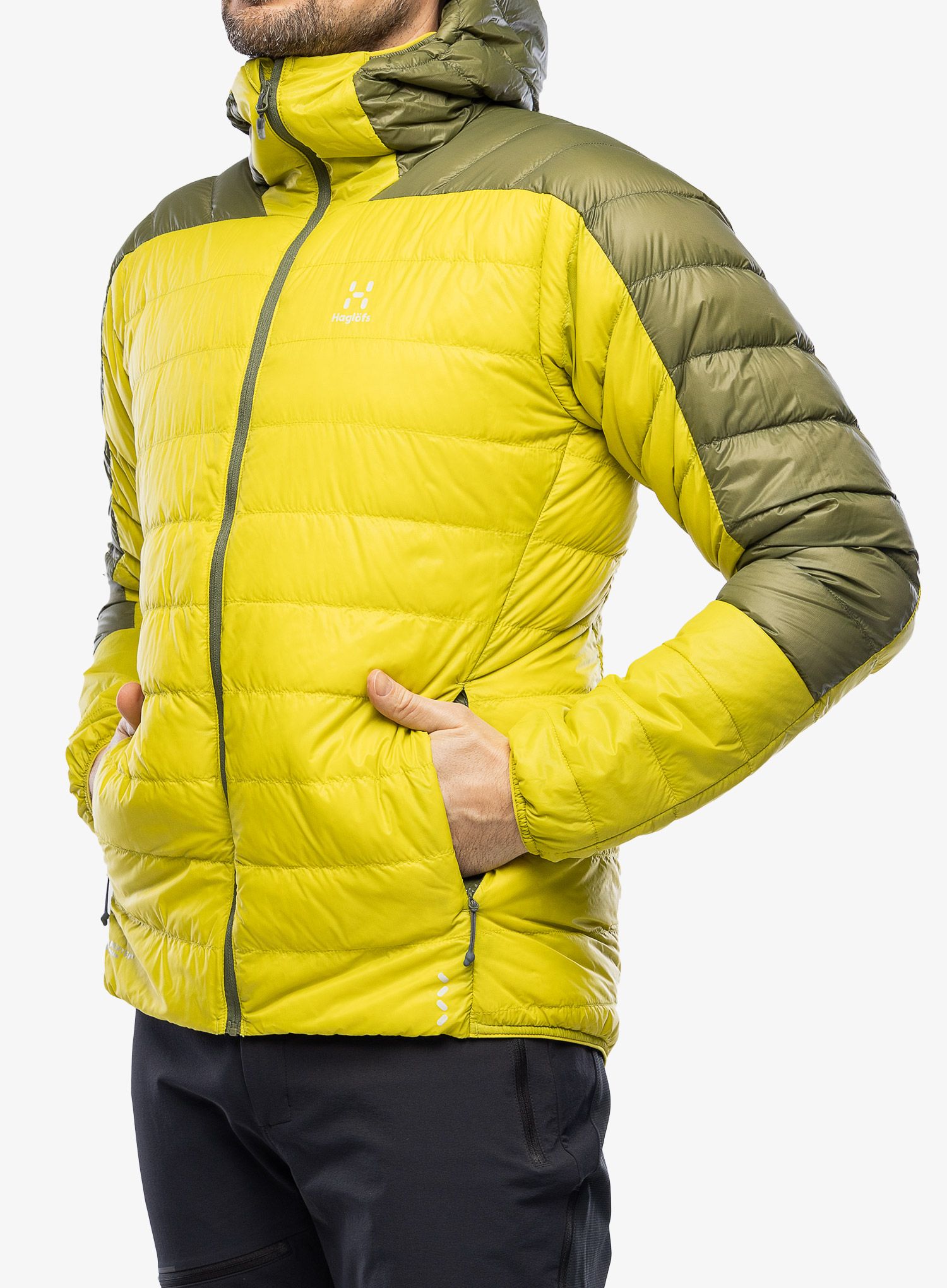 Péřová bunda Haglofs L.I.M Down Hood - aurora/olive green