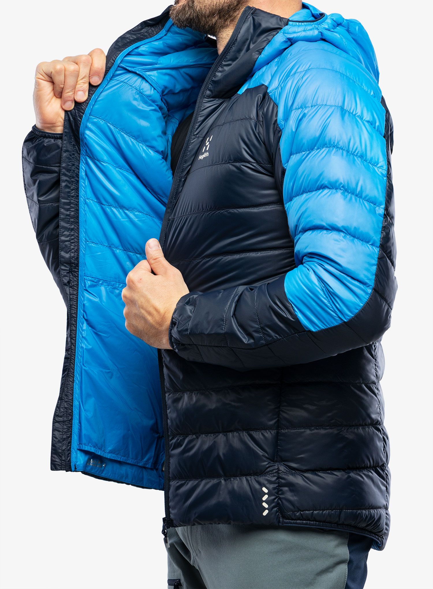 Péřová bunda Haglofs L.I.M Down Hood - tarn blue/nordic blue