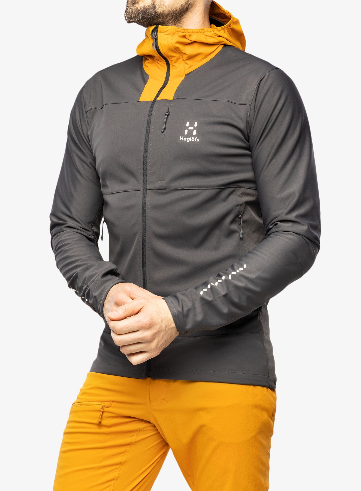 Softshellová bunda Haglofs L.I.M Hybrid Softshell Jacket - magnetite/desert yellow