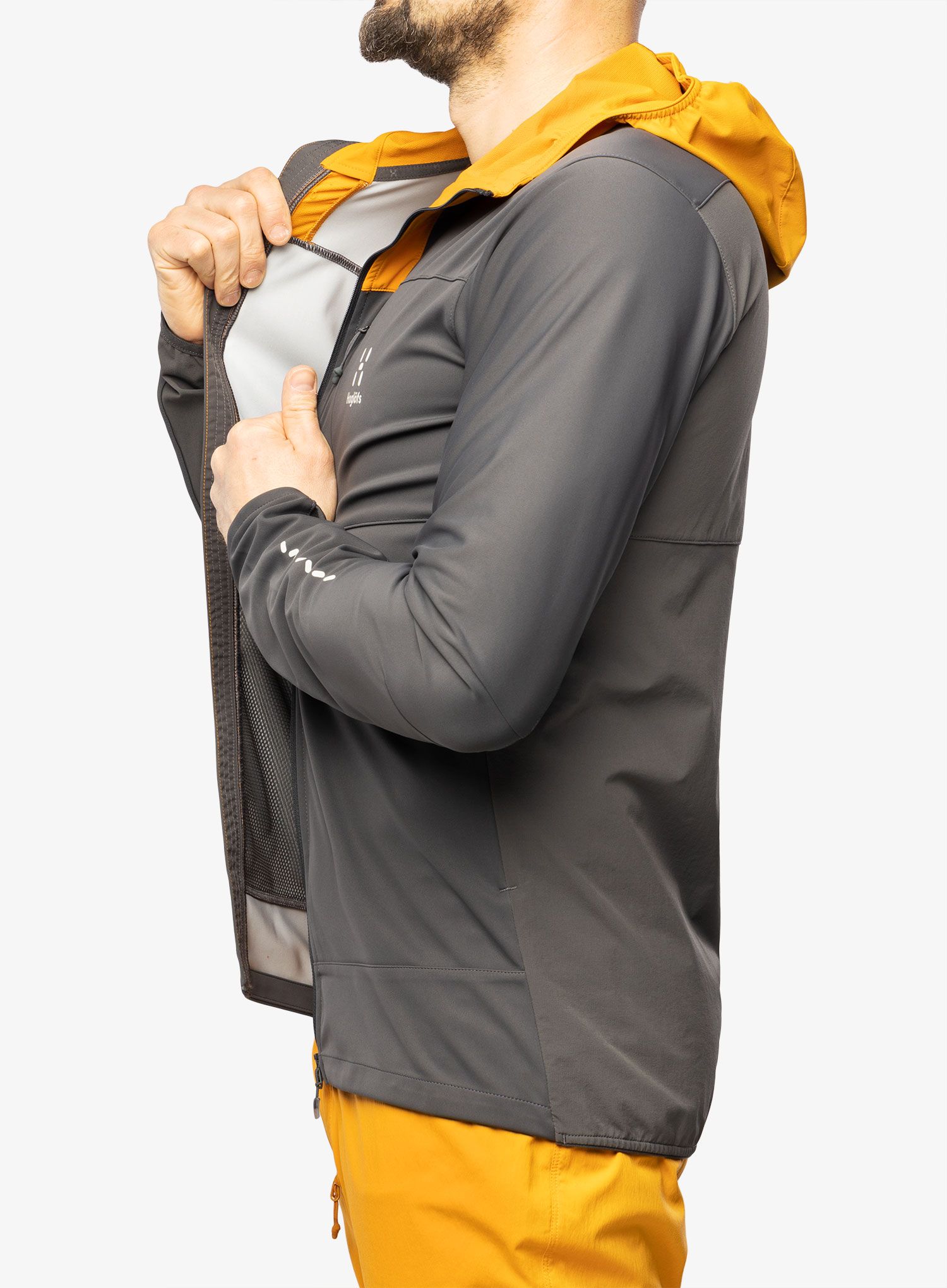 Softshellová bunda Haglofs L.I.M Hybrid Softshell Jacket - magnetite/desert yellow