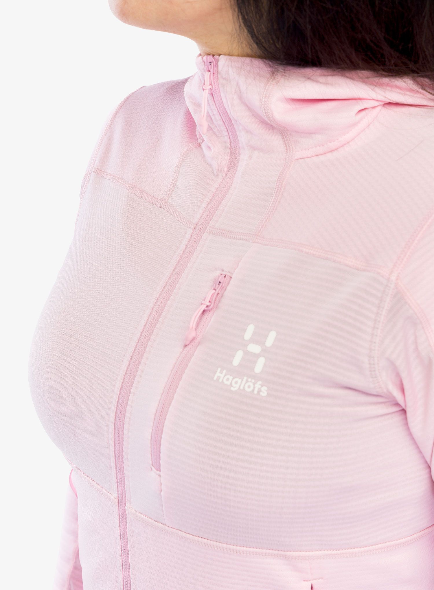 Dámská mikina s kapucí Haglofs L.I.M Mid Fast Hood - fresh pink