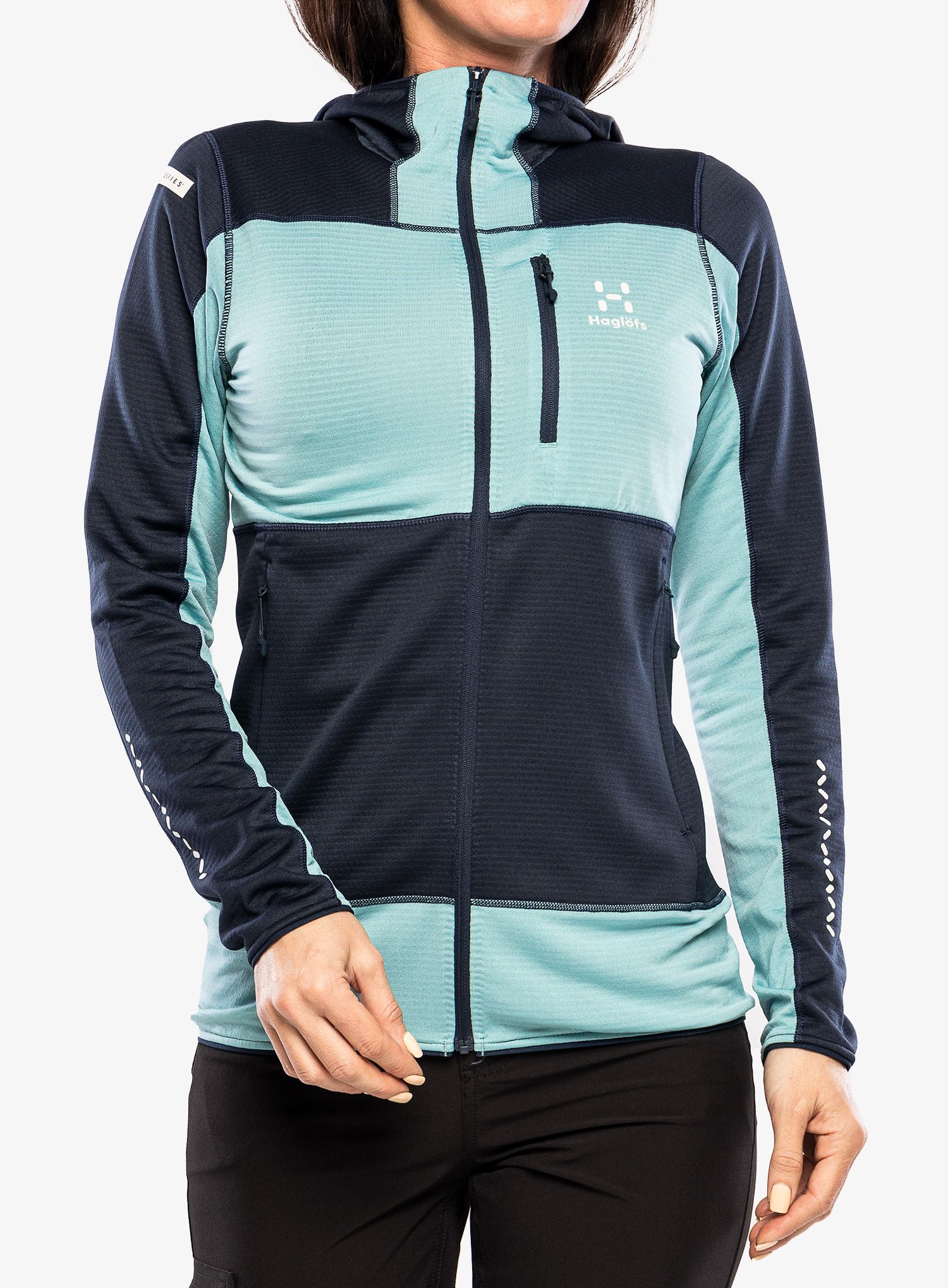 Dámská mikina s kapucí Haglofs L.I.M Mid Fast Hood - tarn blue/frost blue