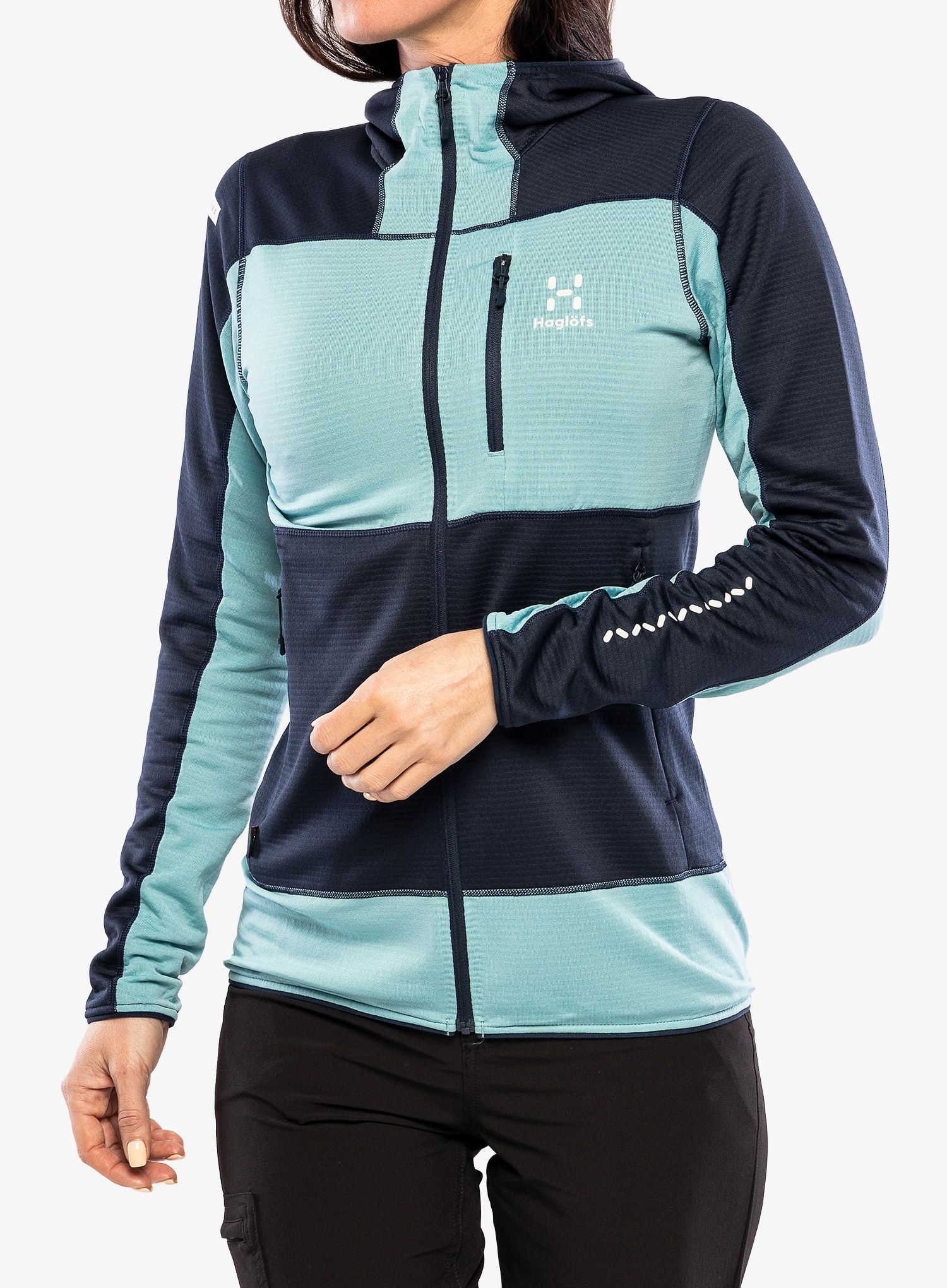 Dámská mikina s kapucí Haglofs L.I.M Mid Fast Hood - tarn blue/frost blue