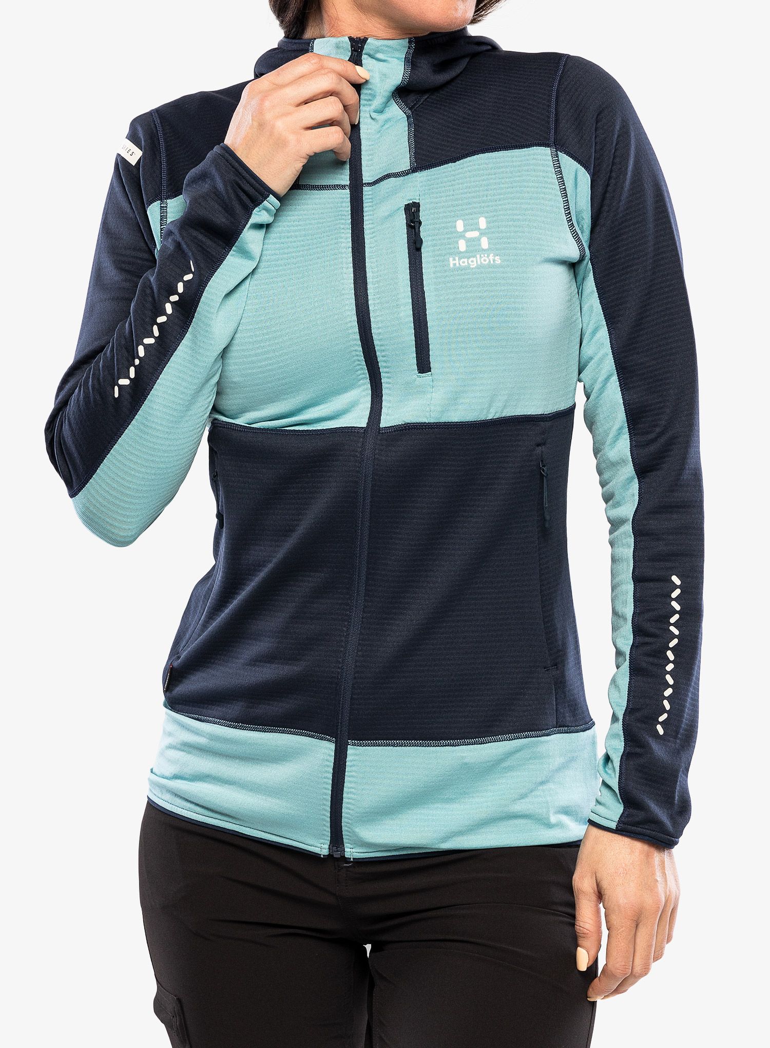 Dámská mikina s kapucí Haglofs L.I.M Mid Fast Hood - tarn blue/frost blue