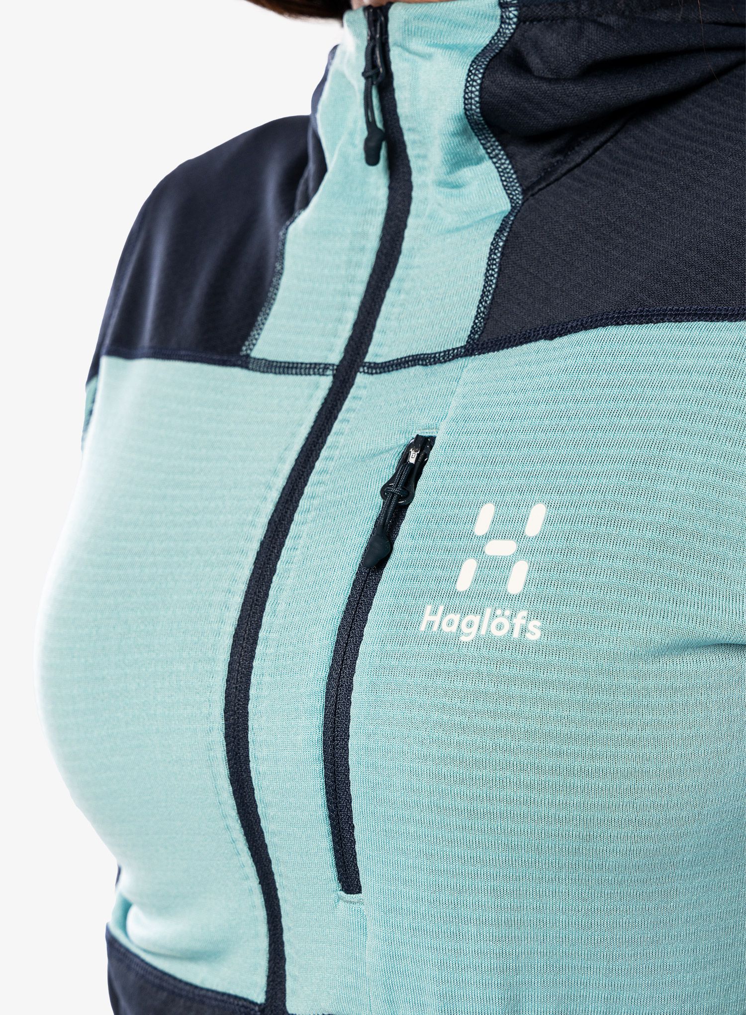 Dámská mikina s kapucí Haglofs L.I.M Mid Fast Hood - tarn blue/frost blue