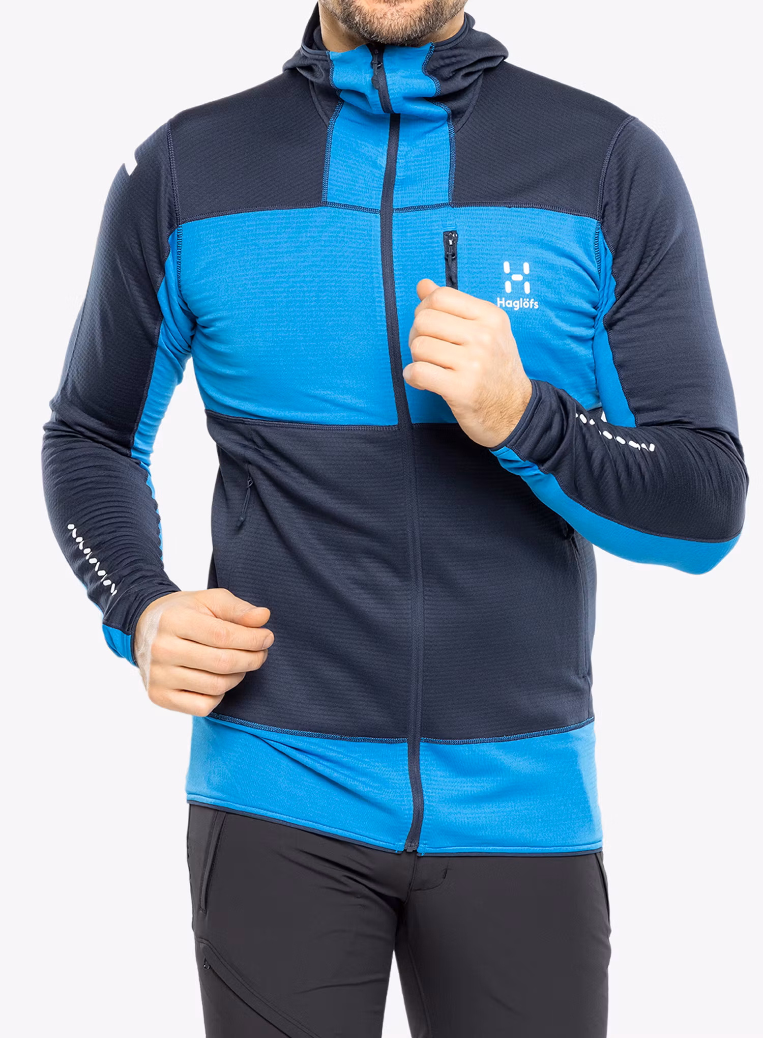 Mikina s kapucí Haglofs L.I.M Mid Fast Hood - tarn blue/nordic blue