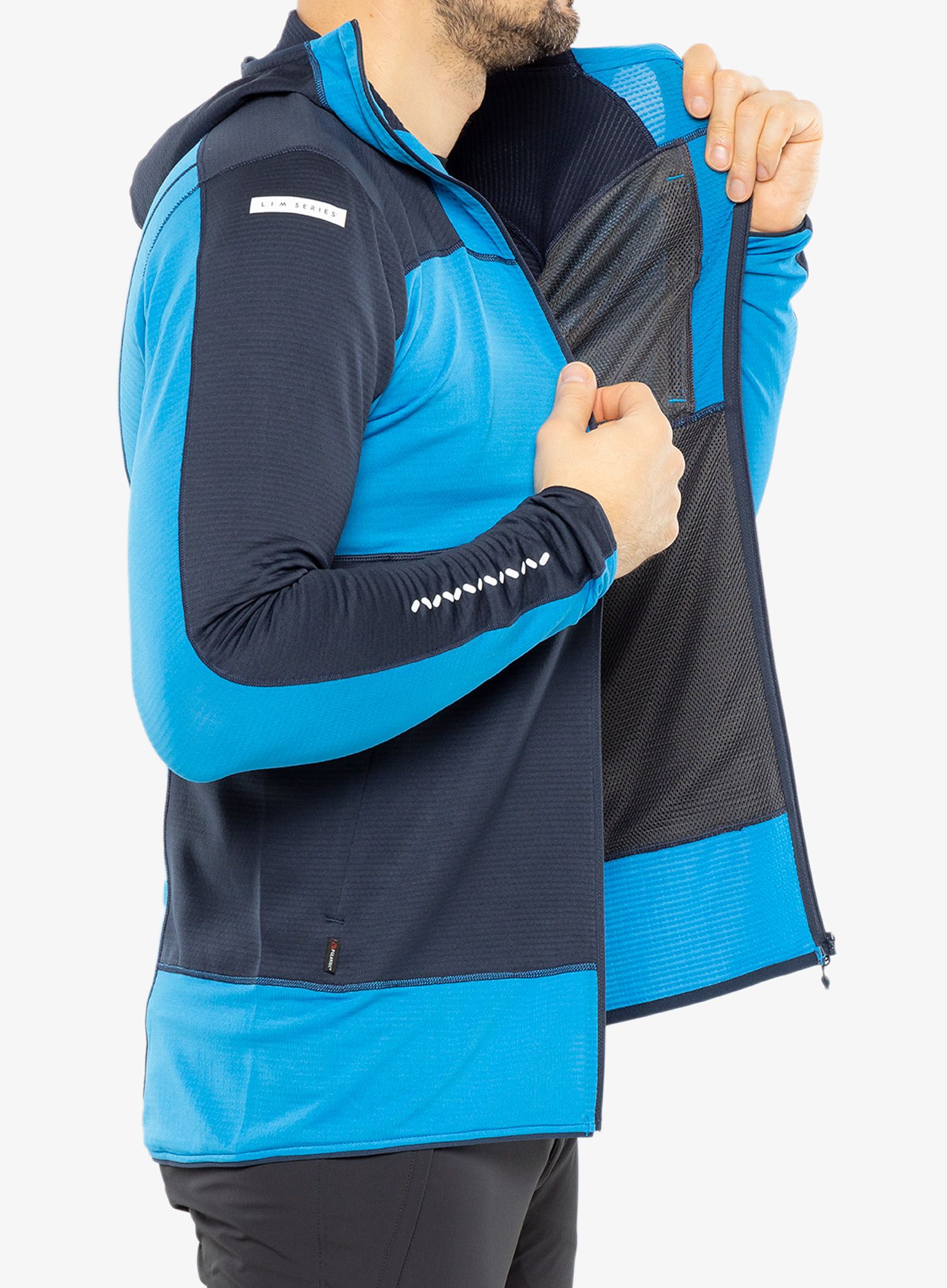 Mikina s kapucí Haglofs L.I.M Mid Fast Hood - tarn blue/nordic blue
