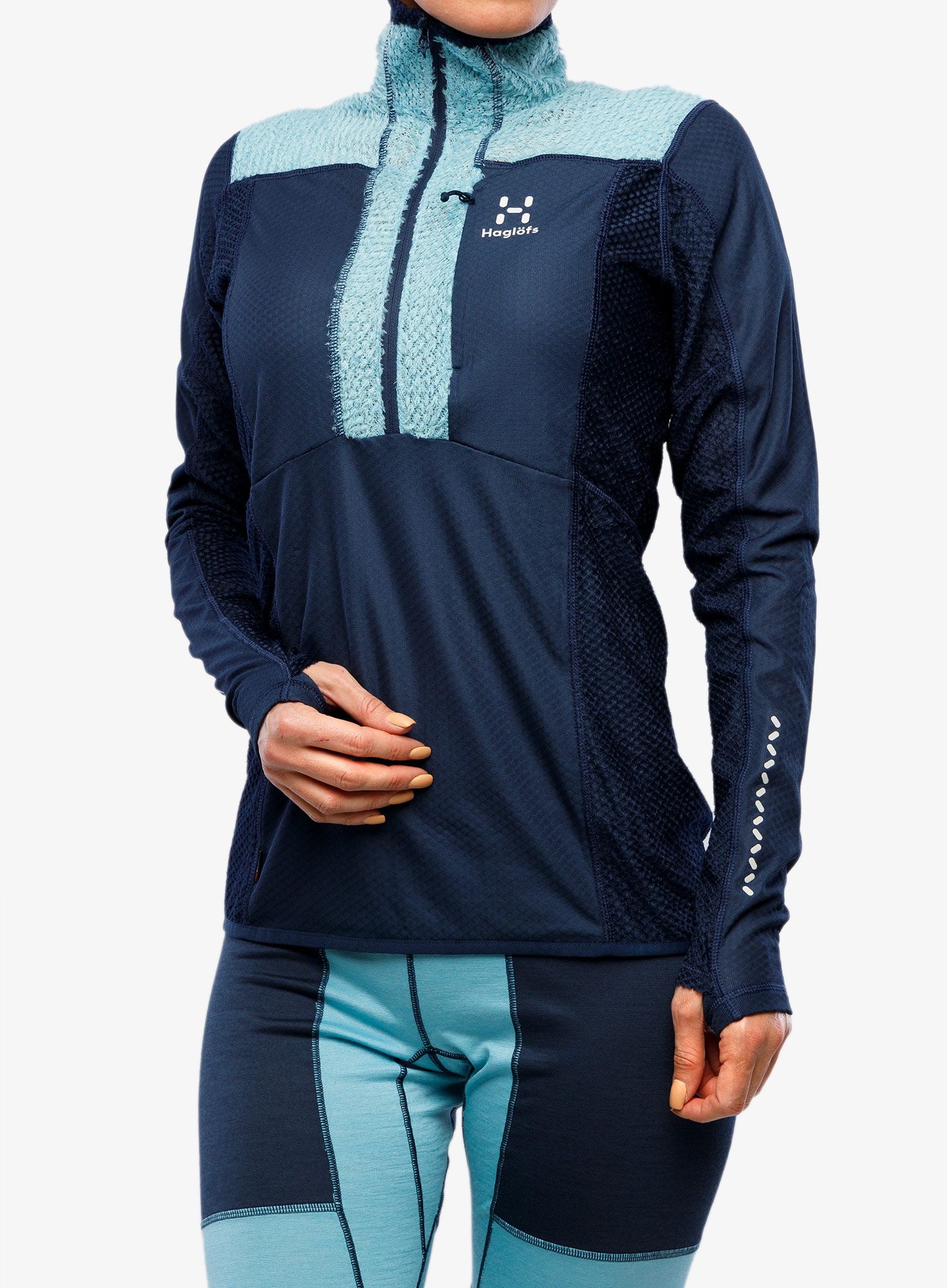 Mikina dámská bez kapuce Haglofs L.I.M Mid Fast Top - tarn blue/frost blue