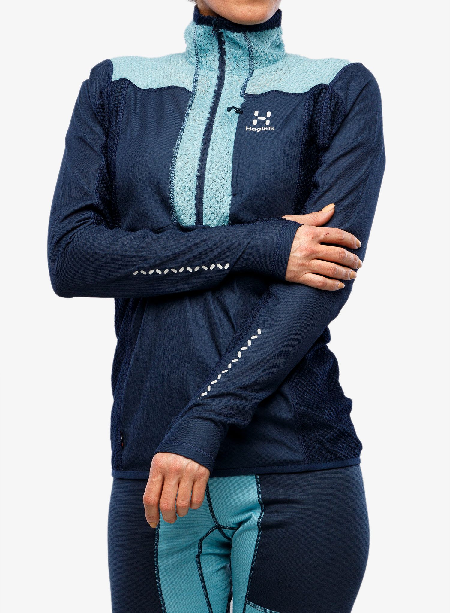 Mikina dámská bez kapuce Haglofs L.I.M Mid Fast Top - tarn blue/frost blue