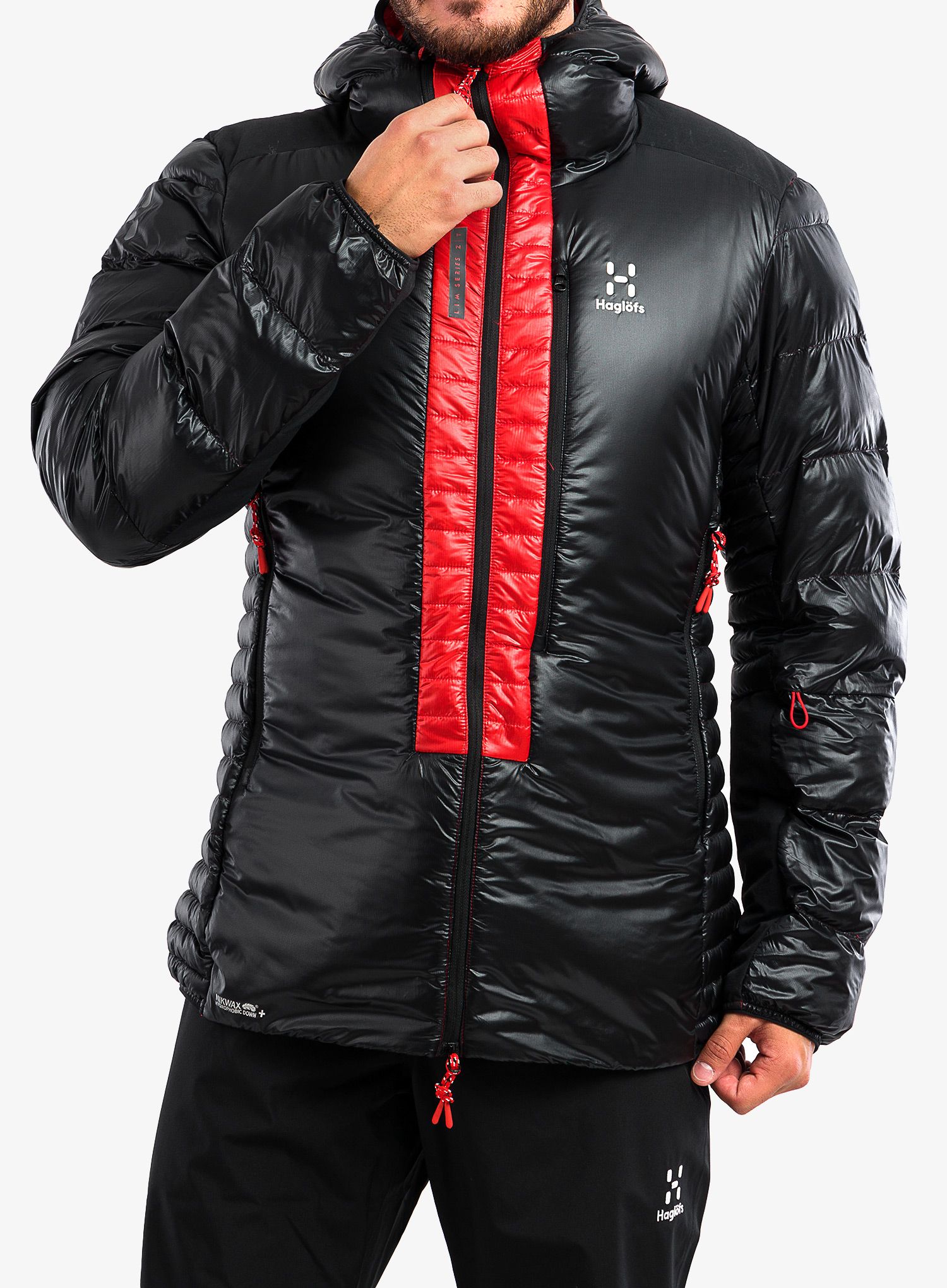 Péřová bunda Haglofs L.I.M ZT Down Jacket - true black/zenith red