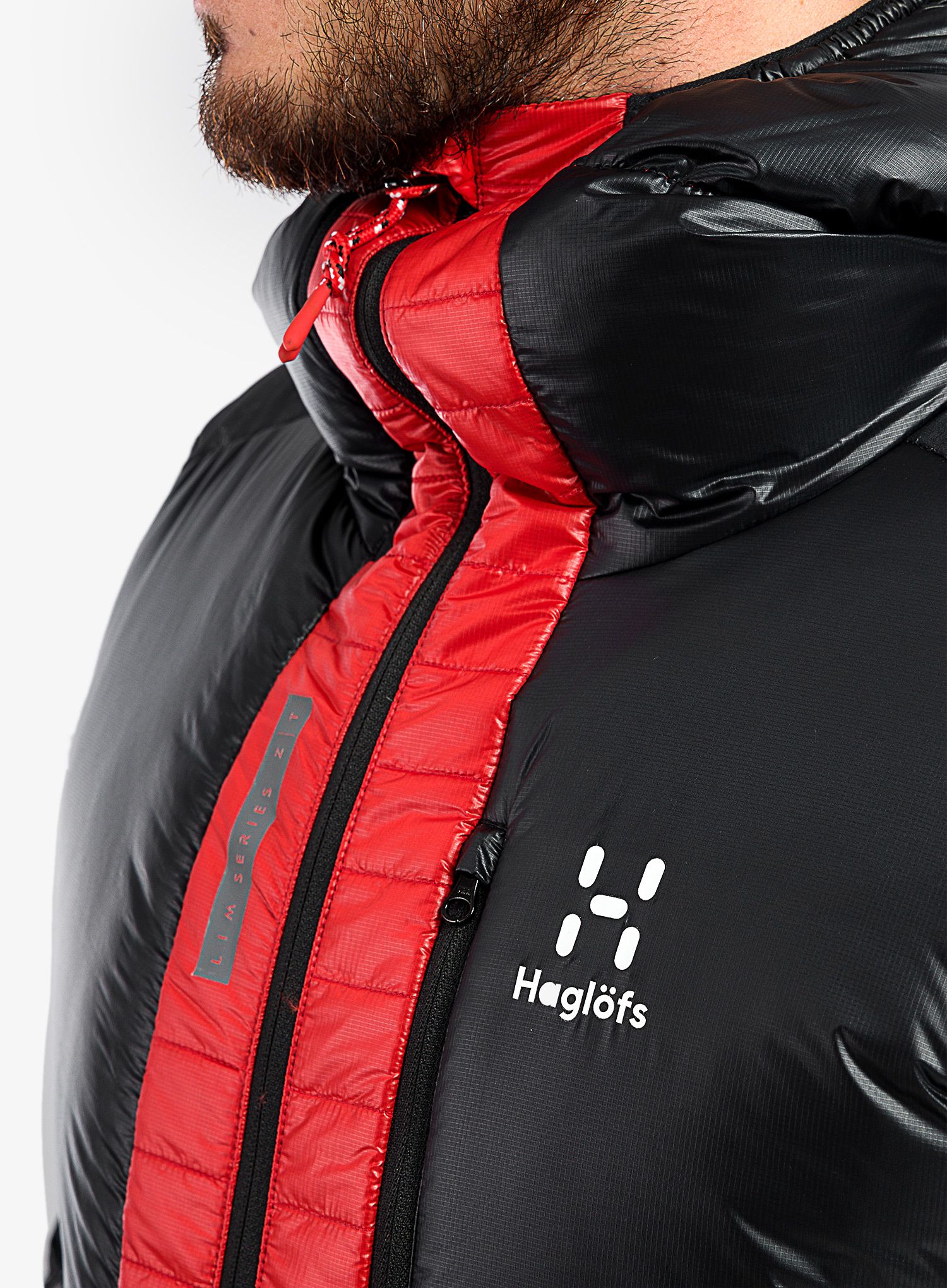 Péřová bunda Haglofs L.I.M ZT Down Jacket - true black/zenith red