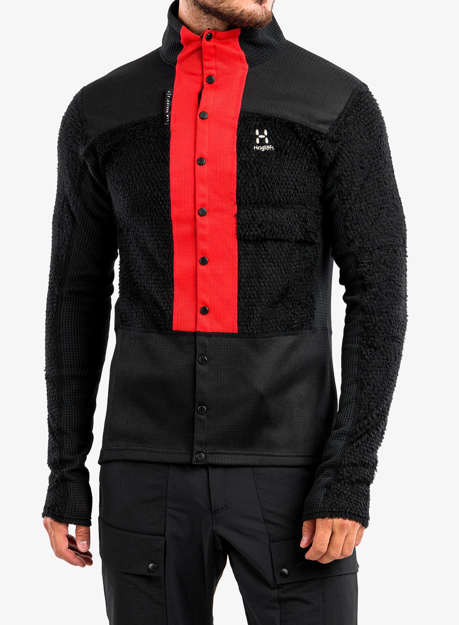 Fleece mikina pánská Haglofs L.I.M ZT Sync 2 Mid Jacket - black/zenith red