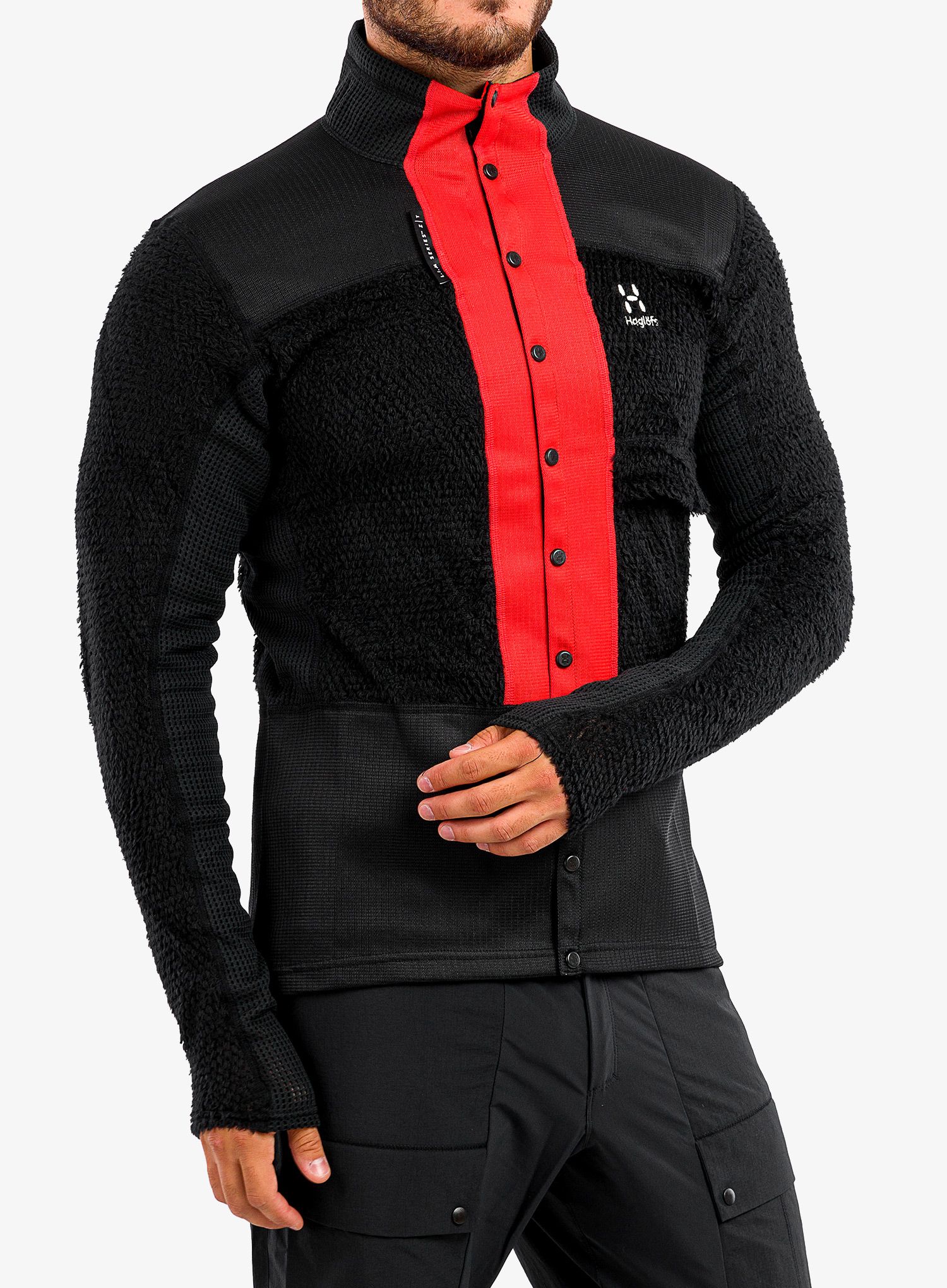 Fleece mikina pánská Haglofs L.I.M ZT Sync 2 Mid Jacket - black/zenith red