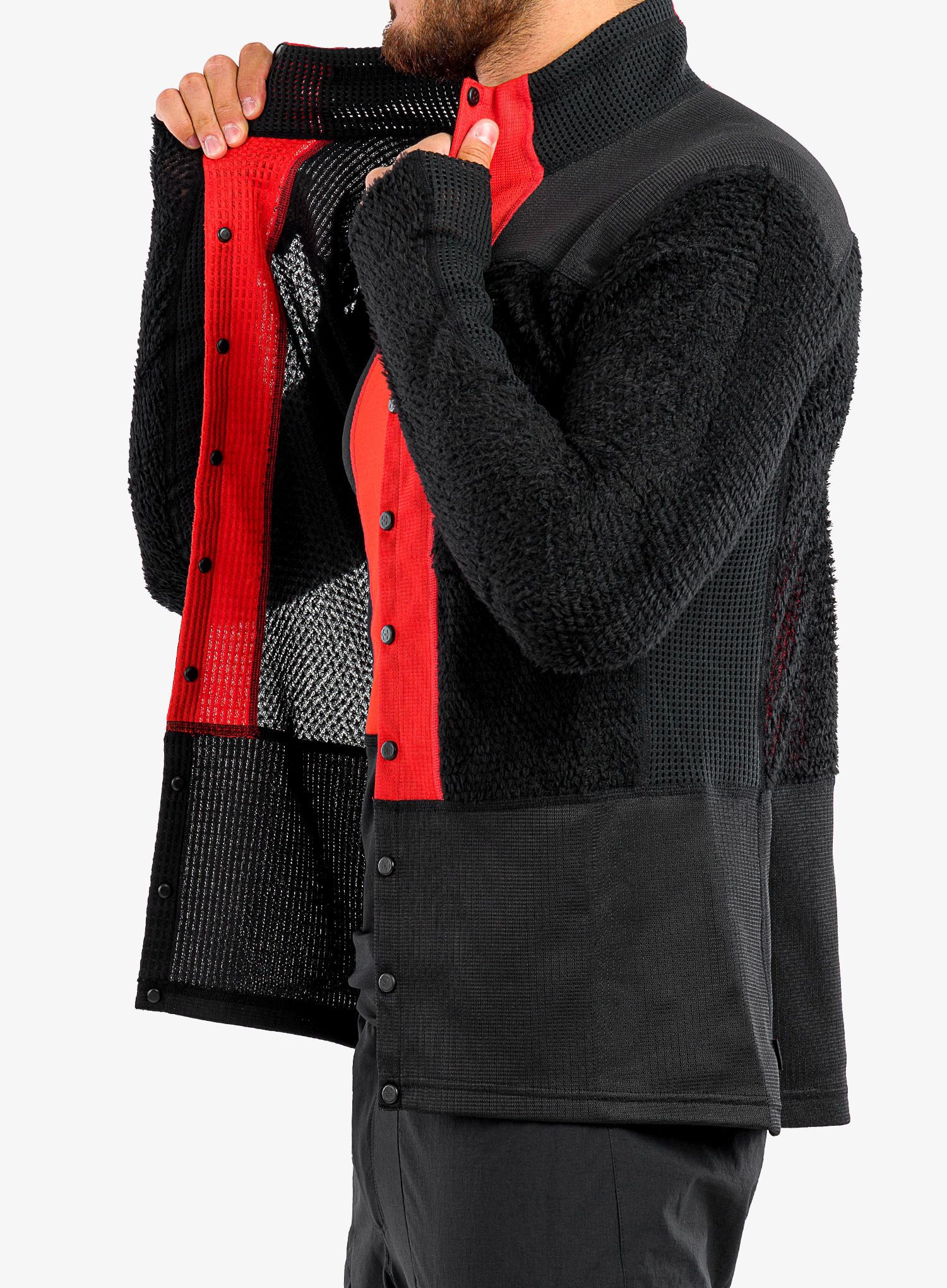 Fleece mikina pánská Haglofs L.I.M ZT Sync 2 Mid Jacket - black/zenith red