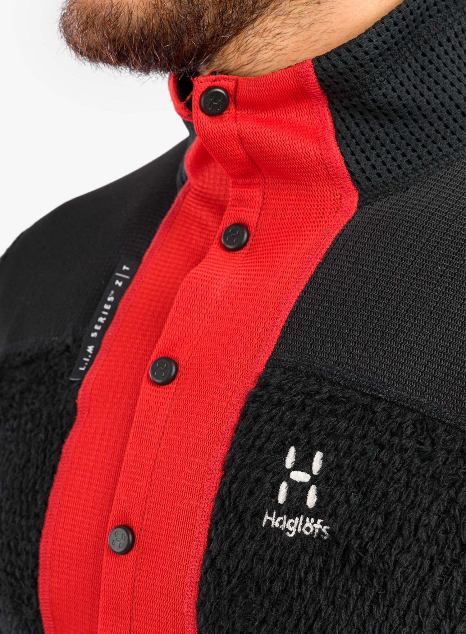 Fleece mikina pánská Haglofs L.I.M ZT Sync 2 Mid Jacket - black/zenith red